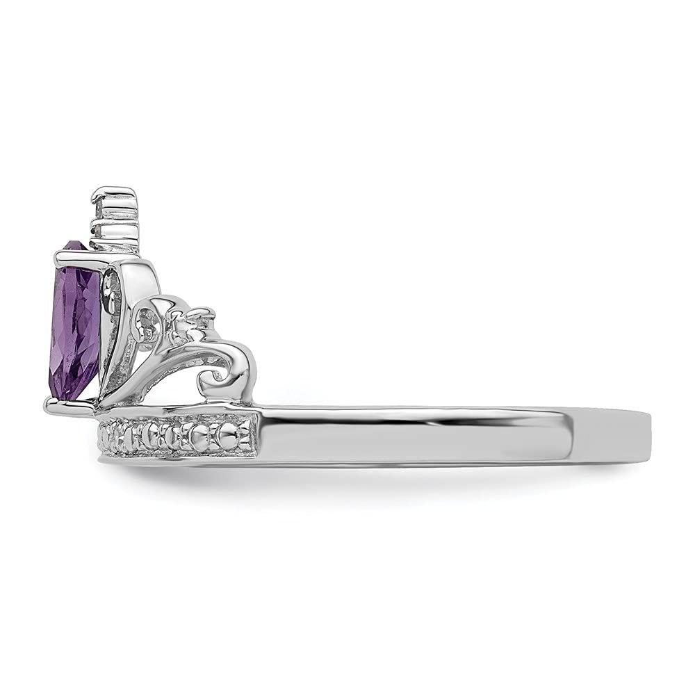 925 Sterling Silver Diamond & Amethyst Teardrop Engagement Ring - 0.33ct, Size 4-10 | Elegant Promise Ring for Women, Wedding Jewelry Gift | Perfect for Proposals, Anniversaries & Special Occasions