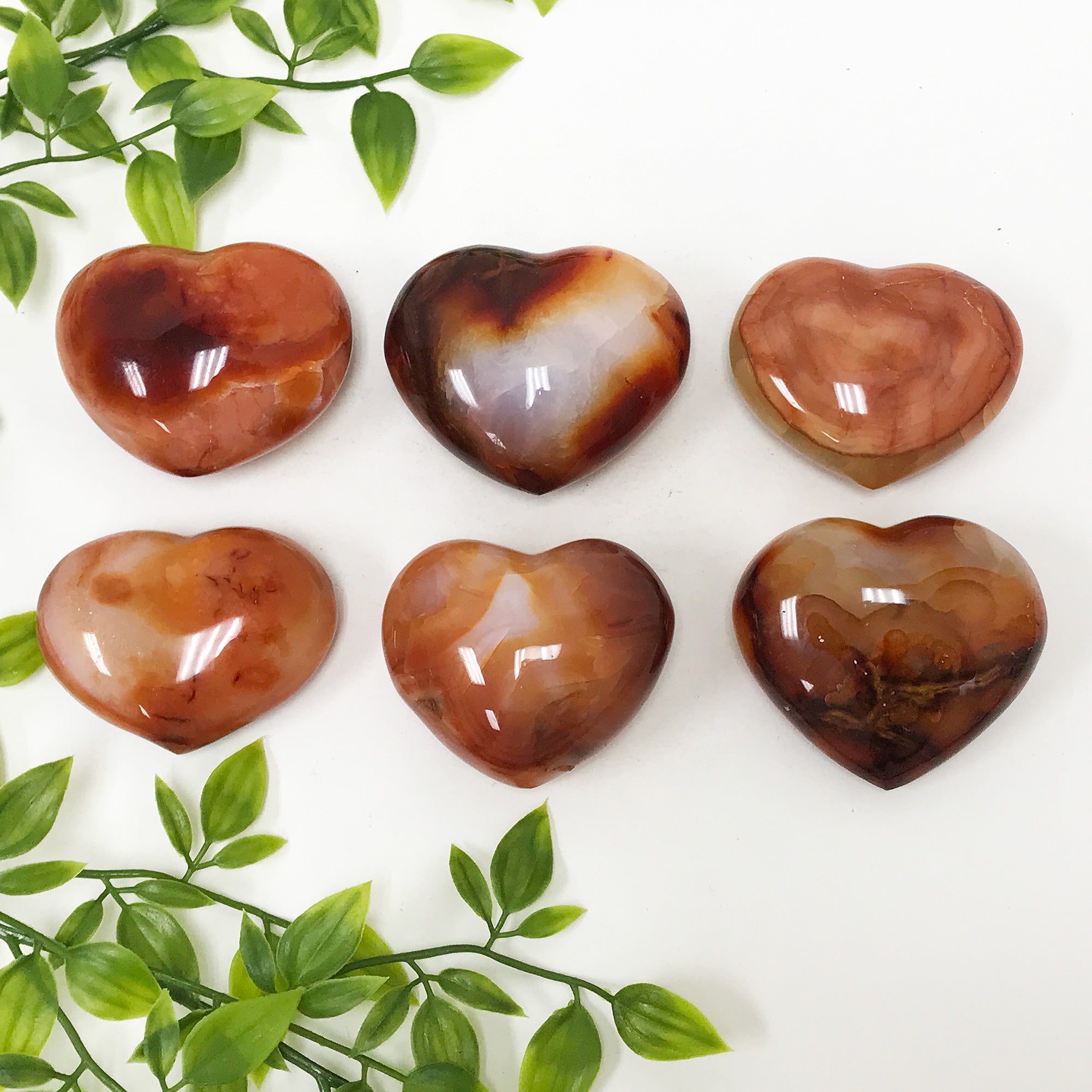 Natural Carnelian Love Heart Crystal Gemstone - 2 Piece Set for Jewelry Making, Healing, and Spiritual Energy (RSH186) | Perfect for Meditation, Gifts & DIY Crafts
