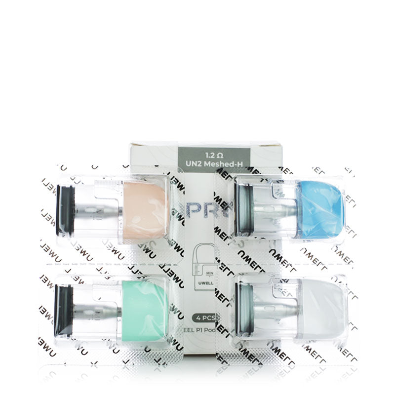 Uwell Popreel P1 & PK1 Replacement Pods (4 Pack) - Compatible with Popreel P1 & PK1 Vape Devices - Perfect for On-the-Go Vaping & Flavor Enjoyment