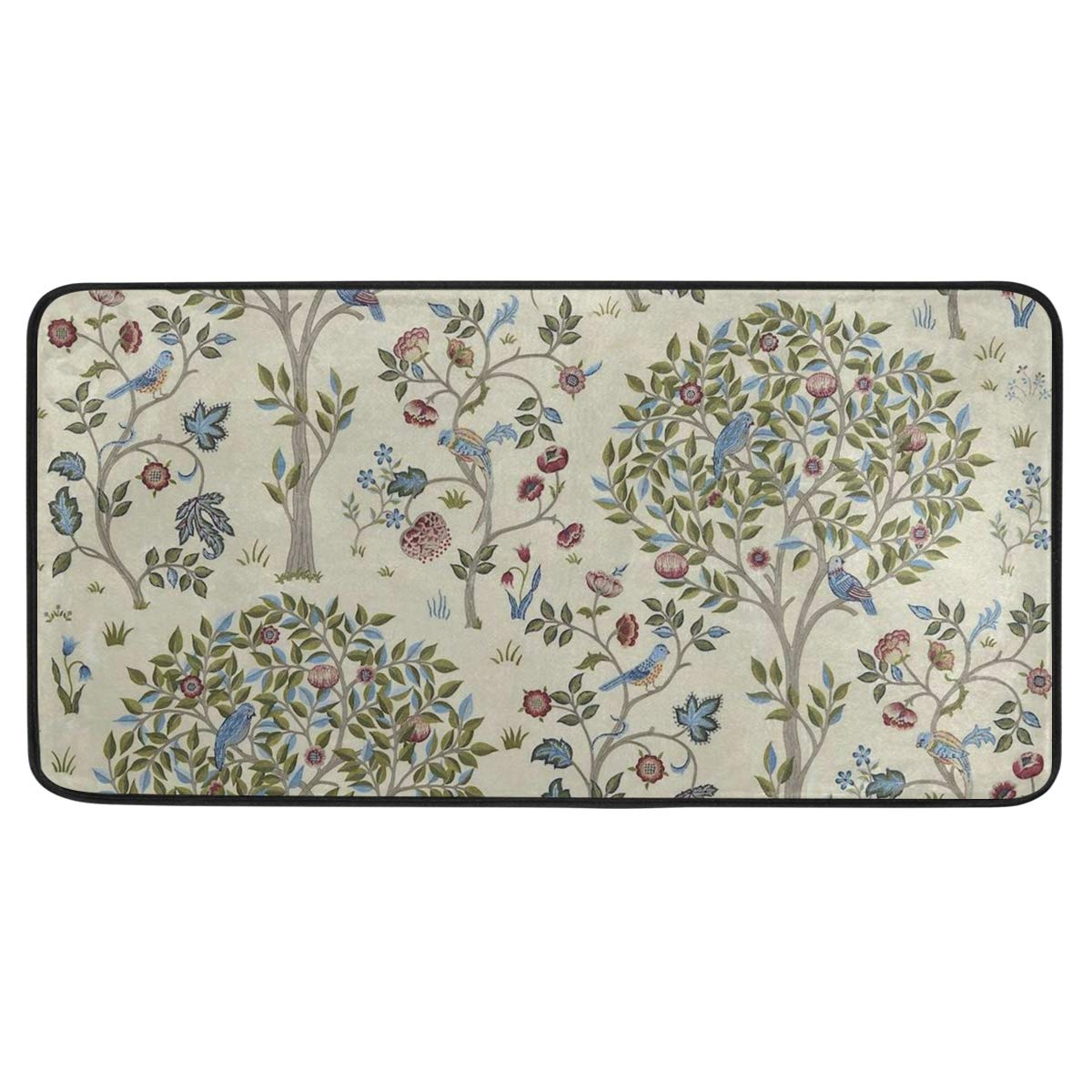 Non-Slip Kitchen Floor Mats - 39x20 Inch Washable William Morris Print Rug for Kitchen, Bathroom & Entryway Decor - Waterproof Anti-Fatigue Standing Mat for Cooking & Dishwashing Areas