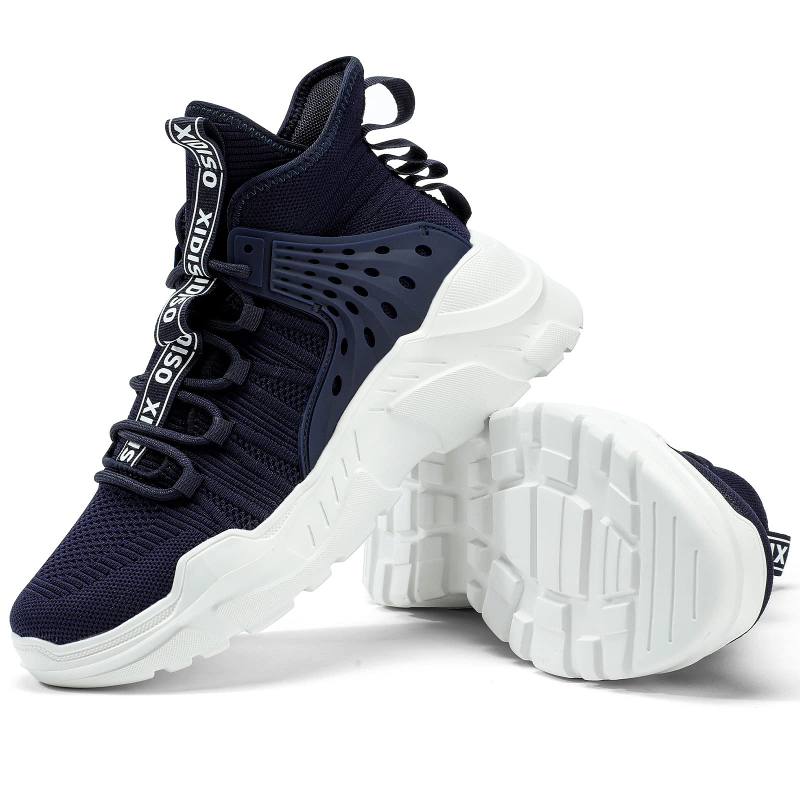 SANNAX Men's High Top Running Shoes - Lightweight Non-Slip Athletic Sneakers for Walking, Tennis & Gym Workouts - Breathable Sock Design for Sports & Casual Wear