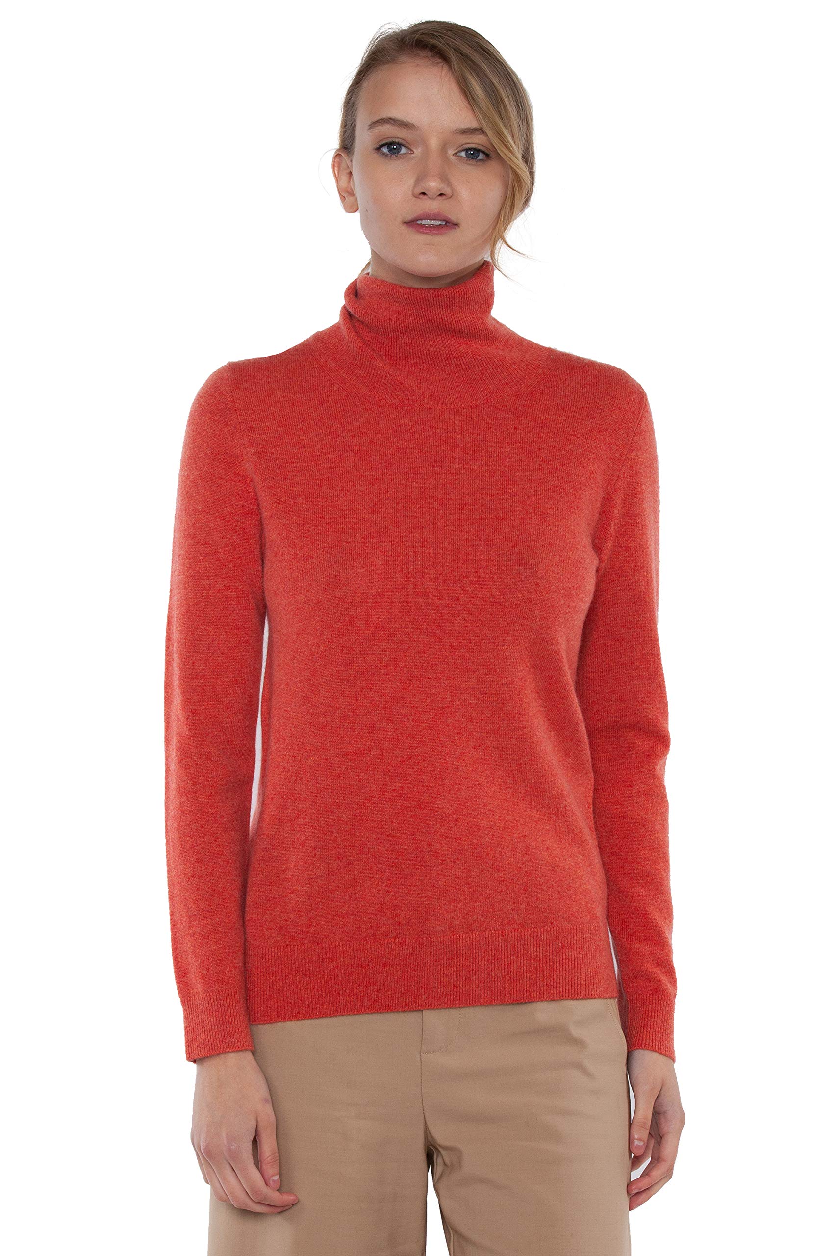 JENNIE LIU Women's 100% Pure Cashmere Long Sleeve Turtleneck Sweater - Soft Winter Pullover for Office, Travel & Casual Wear