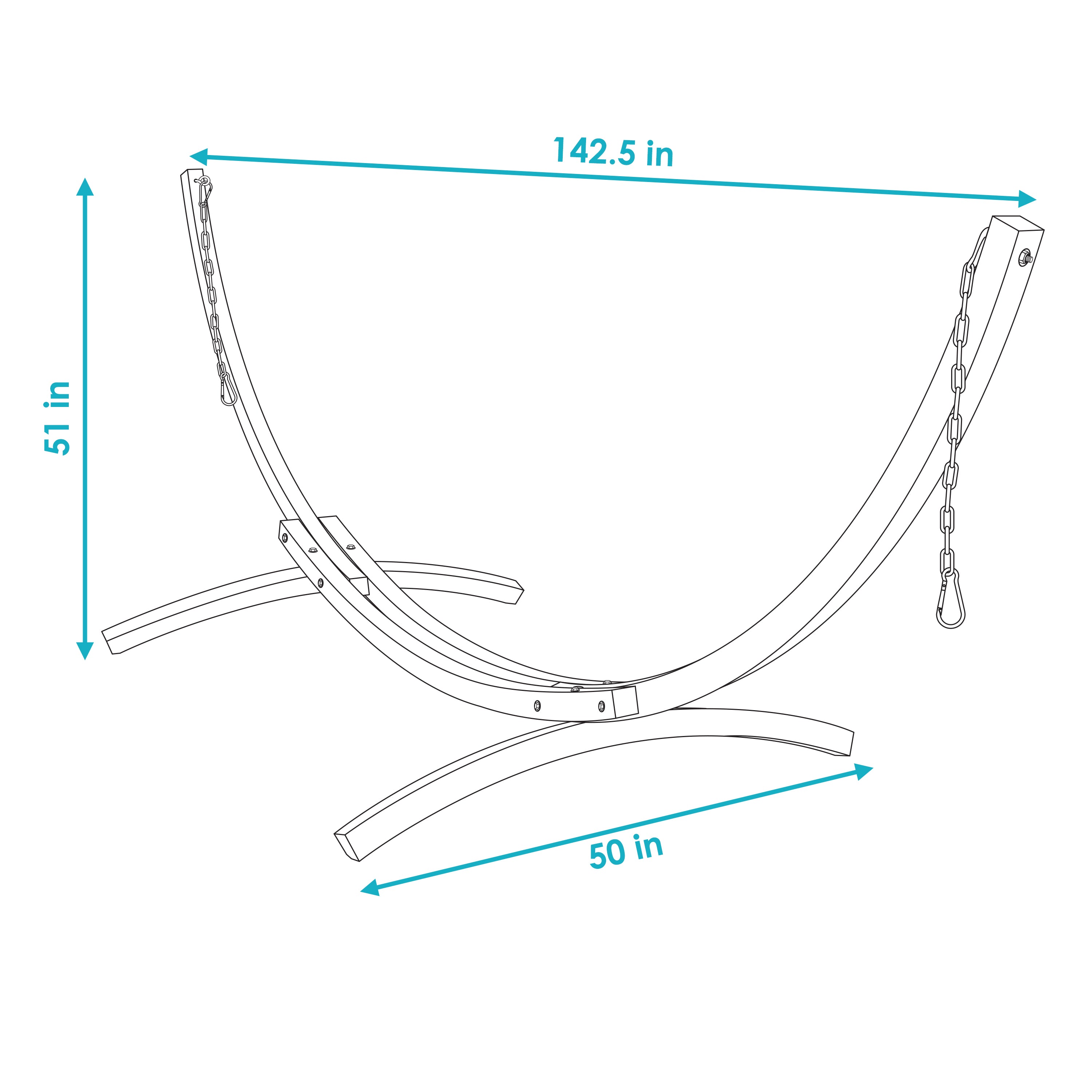Sunnydaze Solid Wooden Curved Arc Hammock Stand - Heavy Duty Outdoor Patio Hammock Frame for Backyard, Garden, Poolside Relaxation