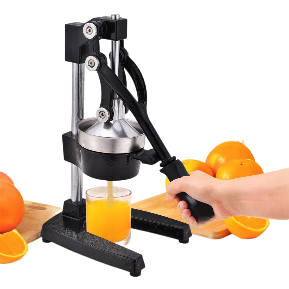 Premium Stainless Steel Manual Citrus Juicer - Durable Cast Iron Orange, Lemon, Grapefruit Squeezer with Large Press Bowl & Non-Slip Grip - Easy to Clean Professional Juice Press for Home Bars, Restaurants & Healthy Lifestyles