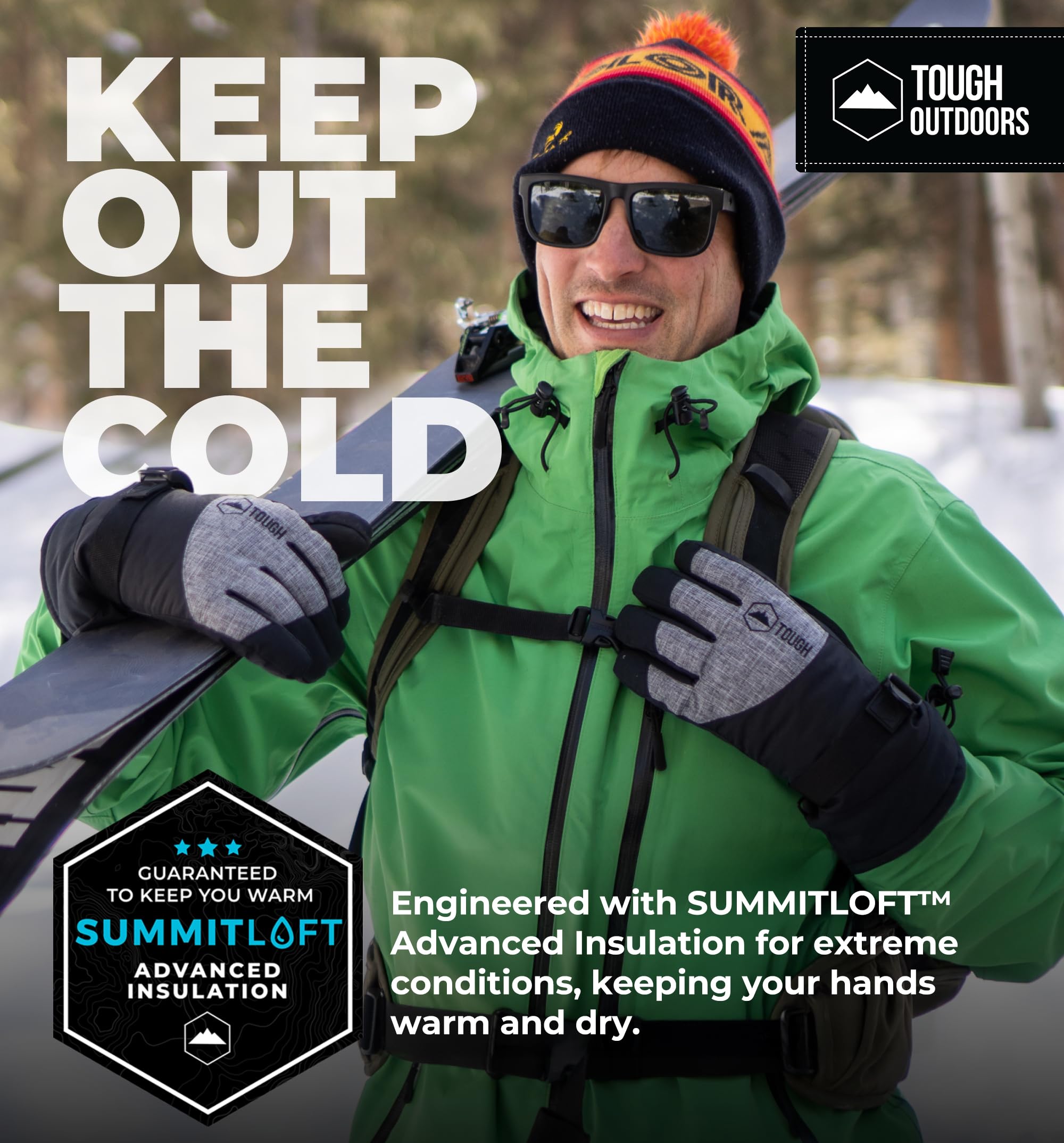 Tough Outdoors Snow Gloves - Waterproof Insulated Ski & Snowboard Gloves for Men & Women | Winter Sports, Hiking & Cold Weather Protection