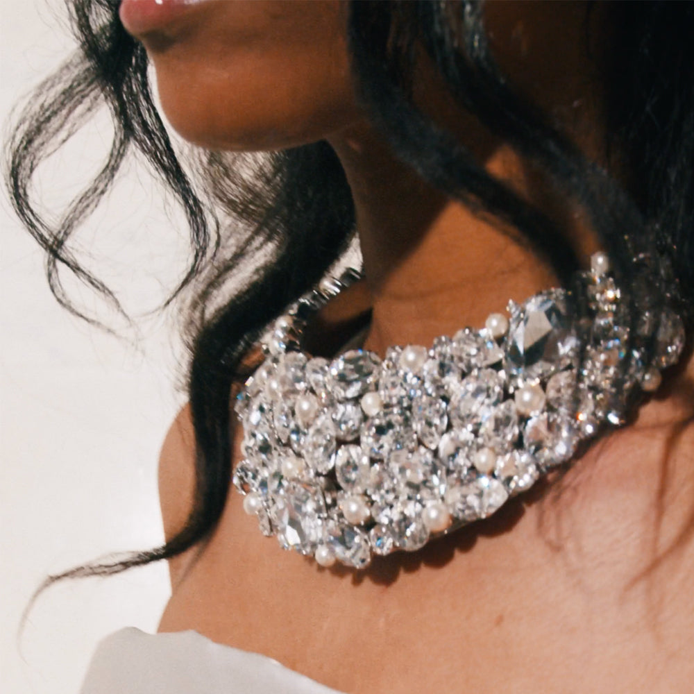 Elegant Katia Pearl and Crystal Necklace for Women - Perfect for Weddings, Parties & Special Occasions