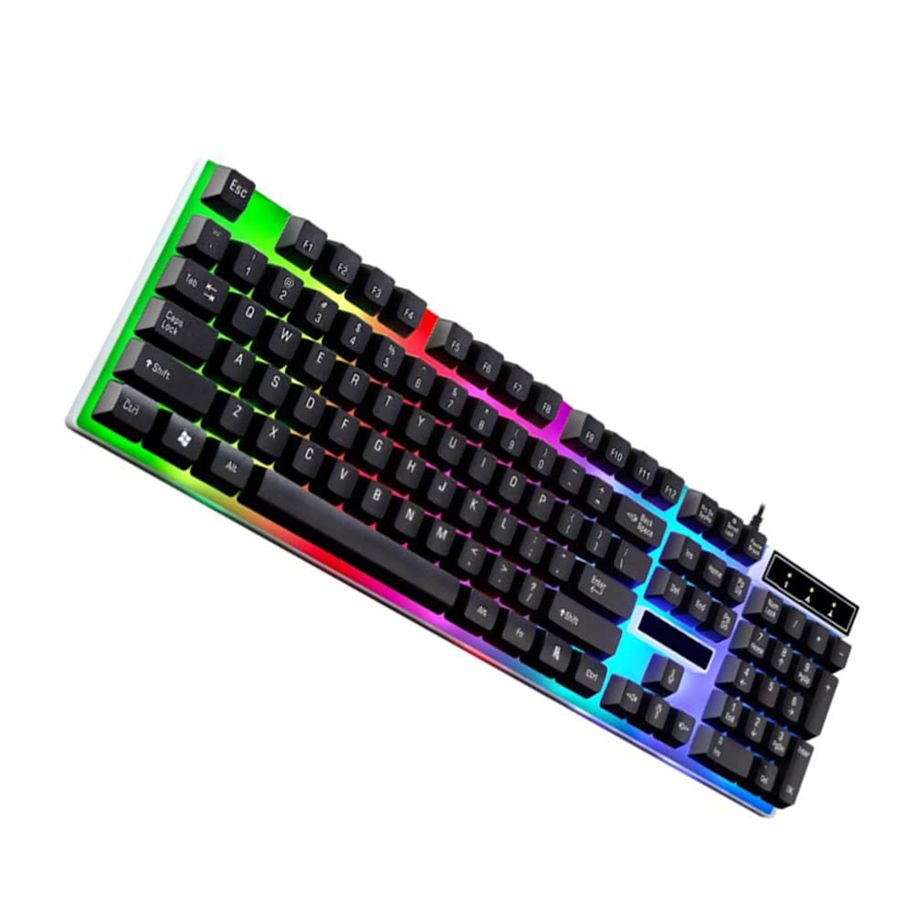 Cool LED Backlit USB Gaming Mechanical Keyboard - Wired RGB Backlit Keyboard for PC, Laptop, Mac - Ergonomic Design with Anti-Ghosting for Gamers & Typists (Black) - Perfect for Gaming, Office Work, and Programming