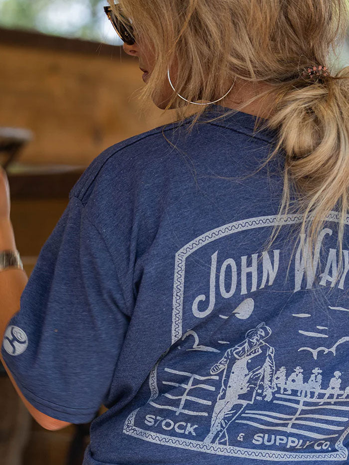 John Wayne Vintage T-Shirt HT1647NV - Navy Blue Cotton Tee for Men - Perfect for Western Rodeo & Casual Wear