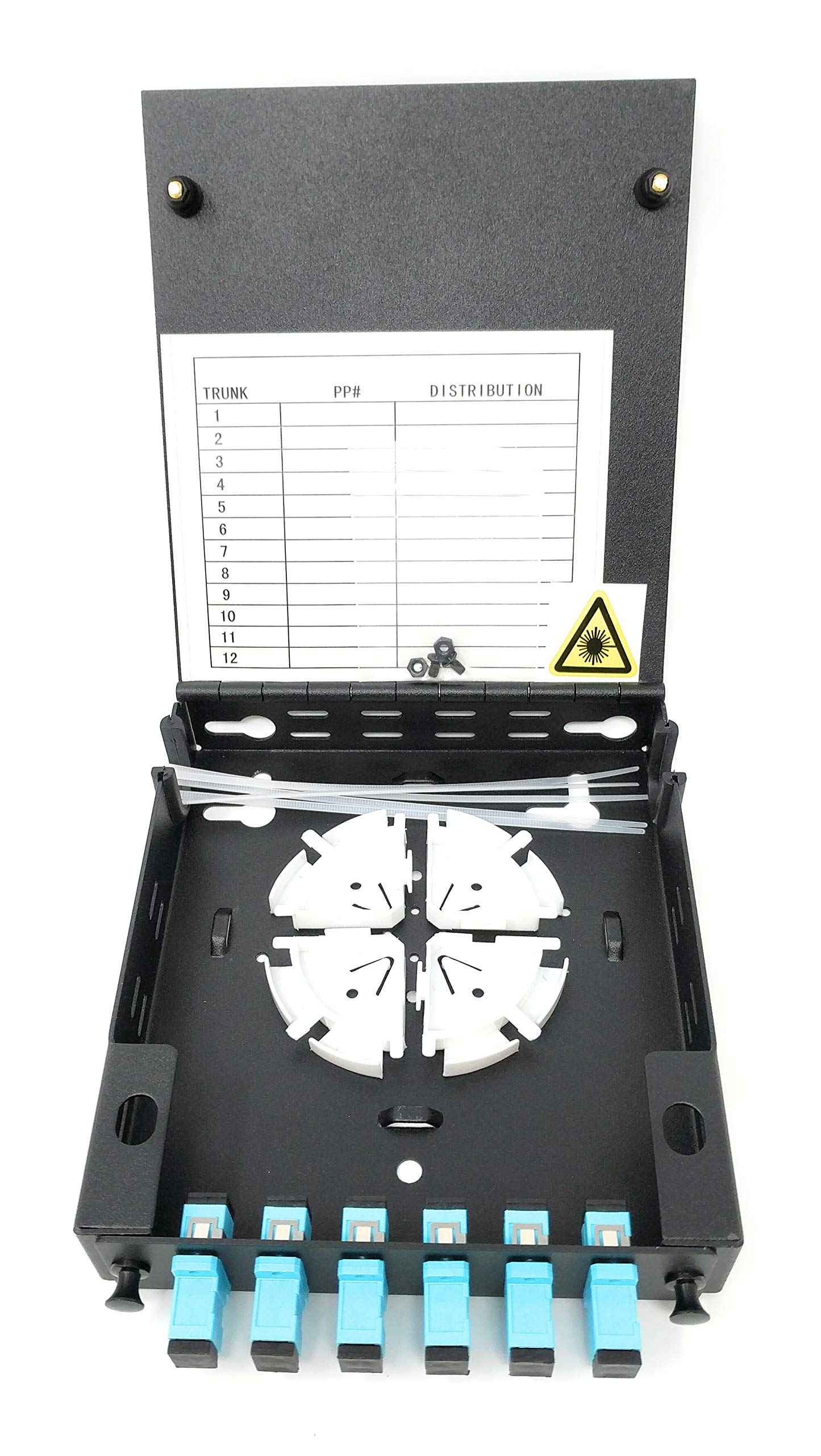 Ultra Spec Cables Wall Mount Fiber Enclosure with Spool - 6 Port SC-UPC OM3 Multimode Simplex LGX Panel for High-Speed Data Networks | Ideal for Data Centers, Telecom Rooms & Office Network Installations