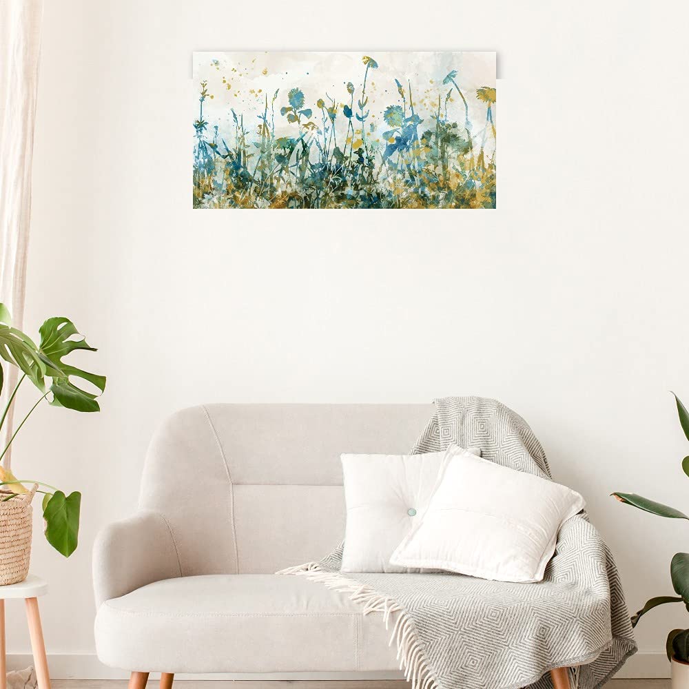 Hand-Painted Meadow Flowers Canvas Wall Art - 40x21 Inch Floral Landscape Painting for Bathroom & Living Room Decor | Premium Gallery-Wrapped Canvas Print by Artist Studio Arts | Perfect for Home, Office & Gift Giving