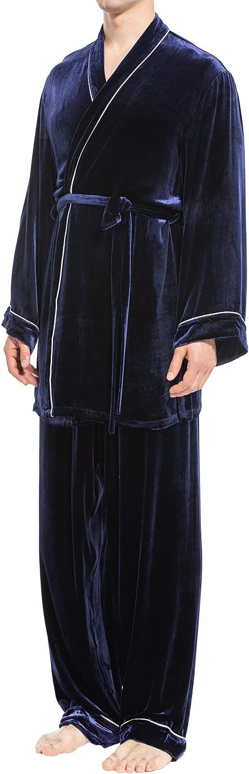 Luxury Men's Silk Velvet Pajama Set - Soft Winter Sleepwear for Cold Weather - Cozy Loungewear for Home & Relaxation