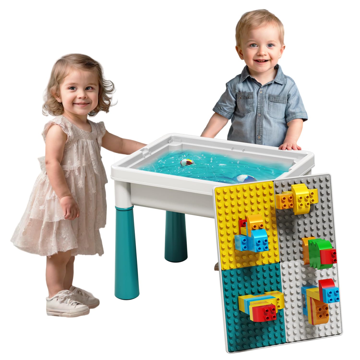 **Toddler Activity Table for Kids 1-3 Years - Sensory Play Table for Building Blocks, Marble Run, Sand & Water Play, Art & Crafts, Drawing & Learning - Perfect for Preschool, Daycare & Home Playtime**