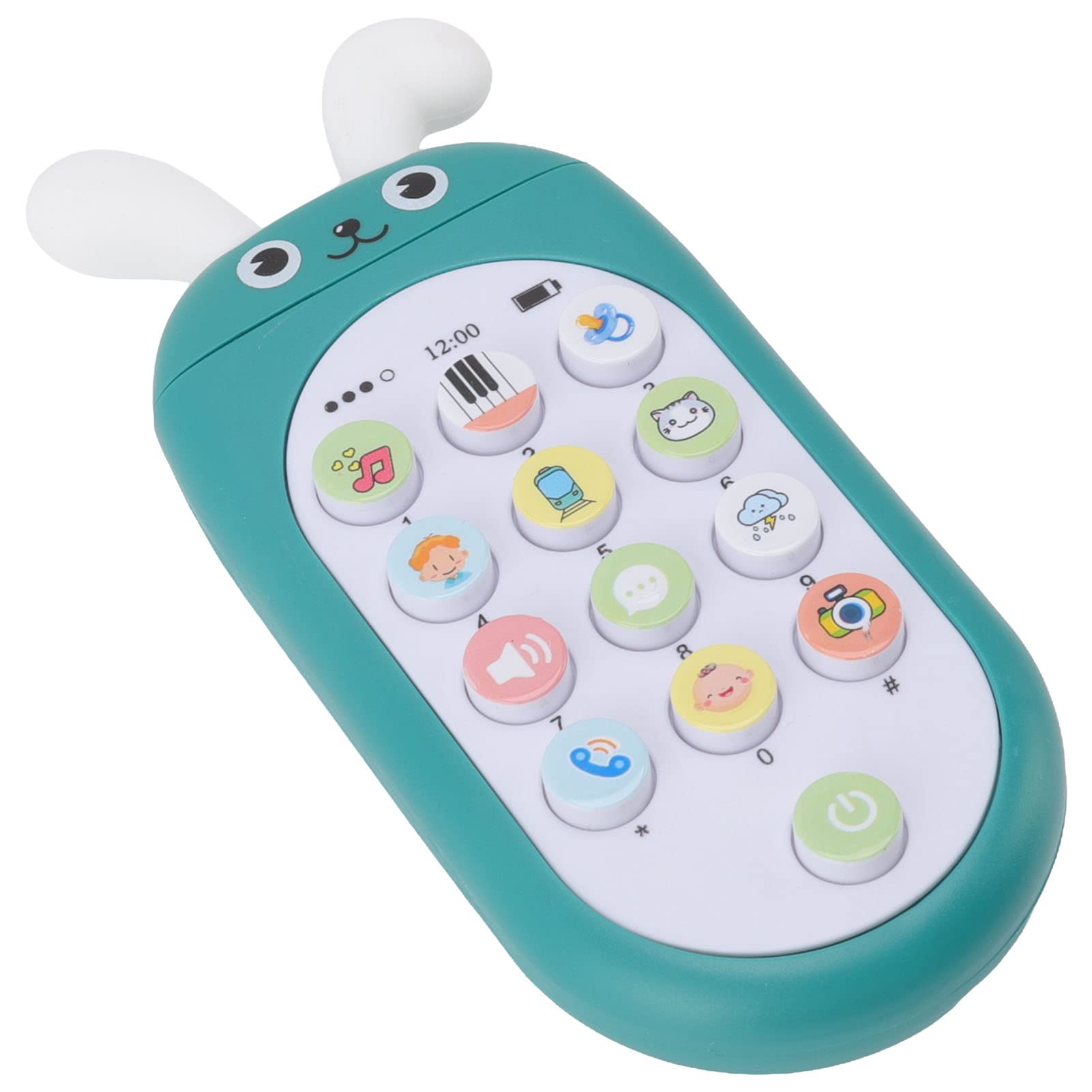Drfeify Kids Educational Toy Phone - Cartoon Music Phone with Lanyard for Toddlers & Babies (Green) | Early Learning, Pretend Play & Travel Entertainment