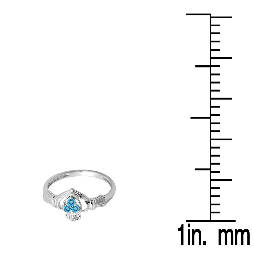 10K Solid Gold Claddagh Heart Ring for Women - Natural Blue Topaz & White Diamond Irish Love & Friendship Promise Ring | Wedding, Engagement, Anniversary Gift Idea