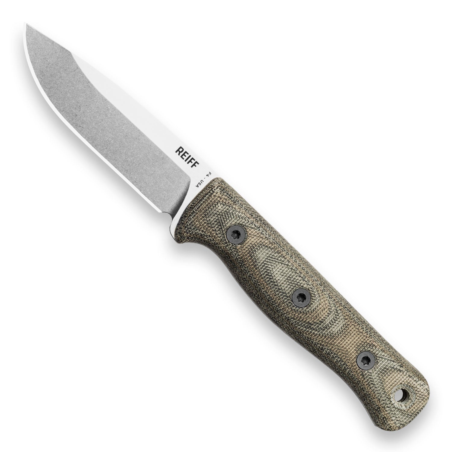 F4 Bushcraft Survival Knife - Premium MagnaCut Blade with Polished Stonewash Finish & Green/Black Layered Canvas Micarta Handle - Ideal for Outdoor Camping, Hunting, and Wilderness Survival