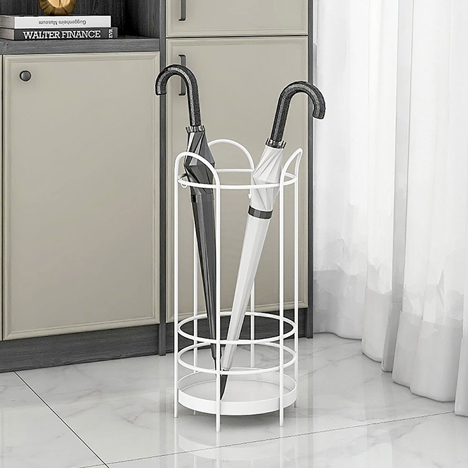 JLXJ Stylish Umbrella Stand for Entryway - Durable Indoor/Outdoor Umbrella Holder for Rain Umbrellas, Walking Canes & Sticks - Standing Umbrella Rack with Hooks - Perfect for Home, Office, Porch & Garden Organization