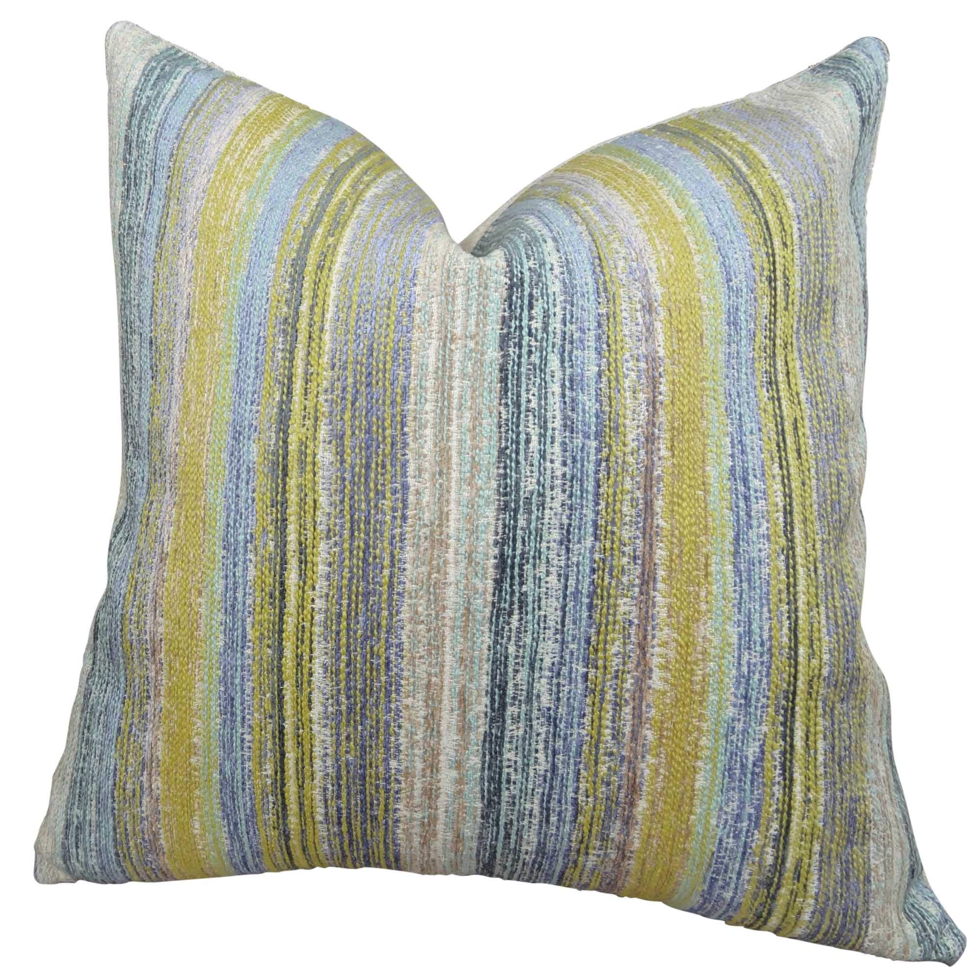 Plutus Brands Handmade Cornflower Throw Pillow - 20x30 Inches Queen Size, Soft Blue/Mustard/Lavender - Perfect for Sofa, Bed & Home Decor