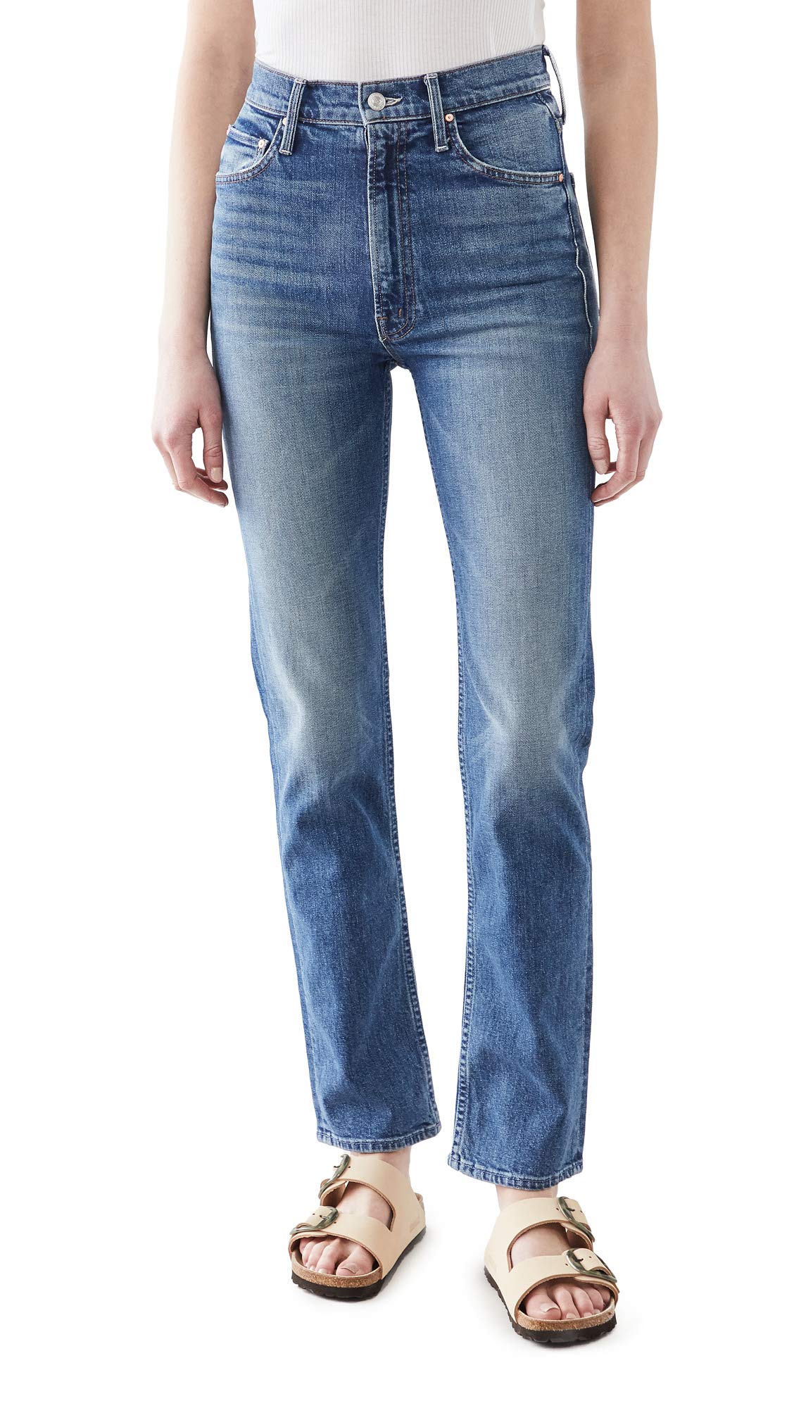 MOTHER Women's High Waist Distressed Crop Jeans - Trendy Ripped Denim Pants for Casual Wear & Street Style Outfits
