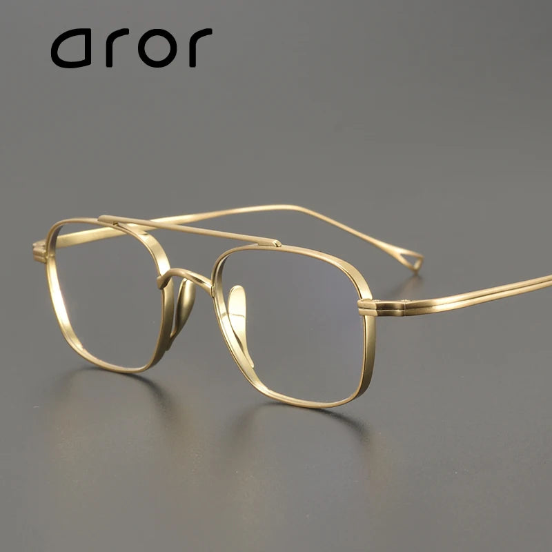 Aror Unisex Full Rim Square Double Bridge Titanium Eyeglasses Frame 49501 - Lightweight Durable Glasses for Work, Reading & Fashion