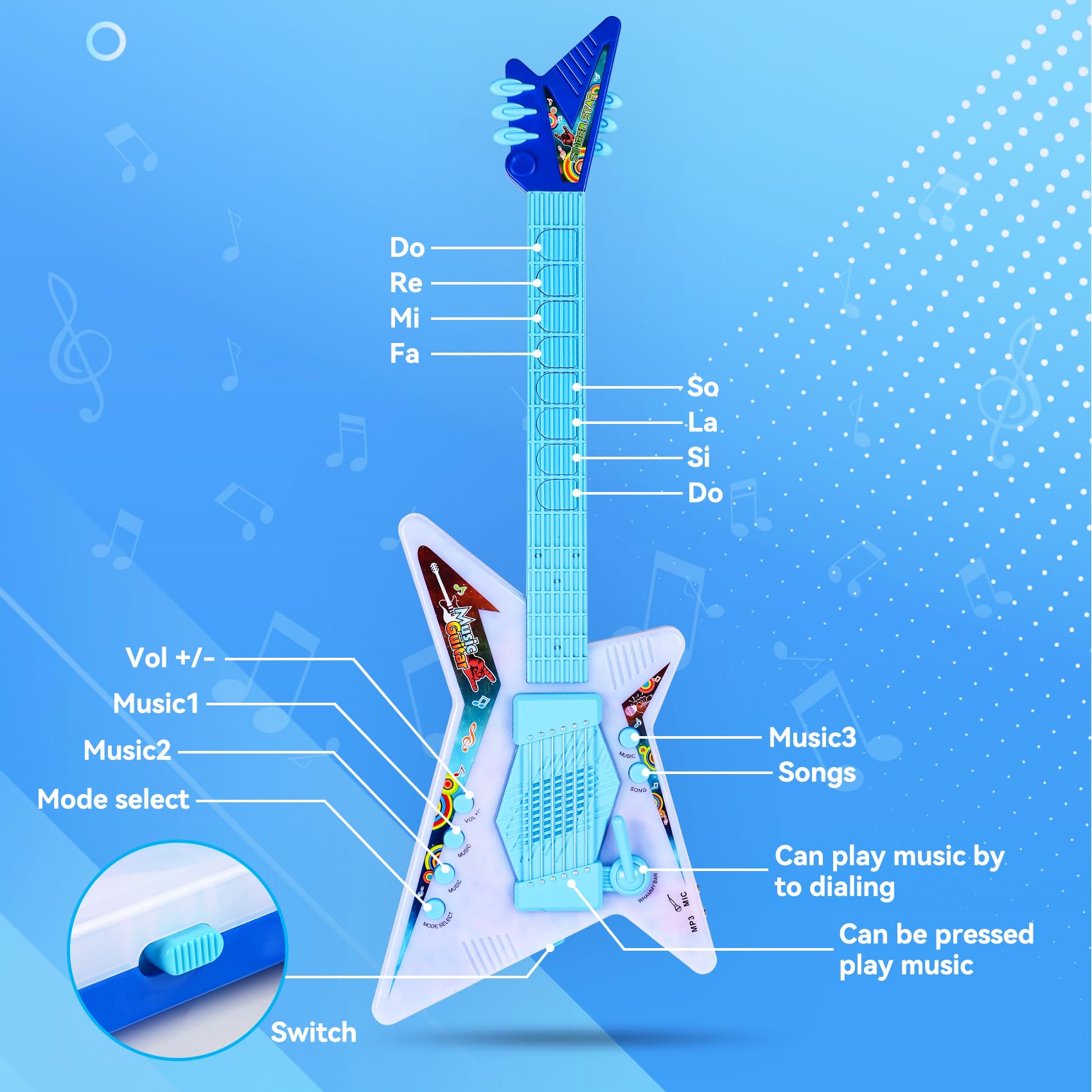 **Kids Guitar and Microphone Play Set with Music & Lights - Musical Toy for Boys & Girls, Toddler Karaoke Machine, Educational Gift for Children - Perfect for Birthday Parties, Pretend Play & Early Music Learning**