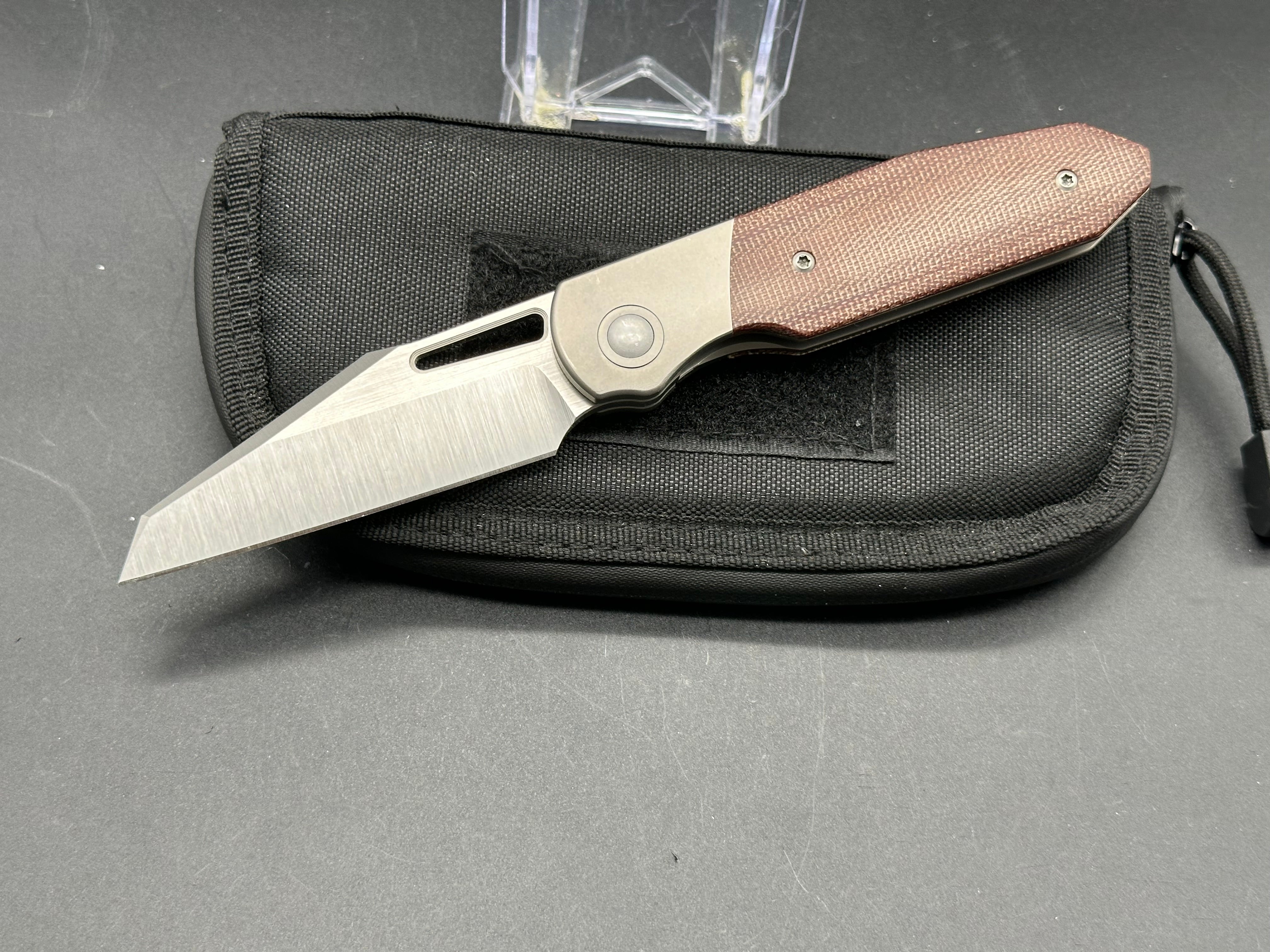 Renegade Provisions G.O.M. Frame Lock Knife - Titanium & Brown Micarta Handle - EDC Pocket Knife for Outdoor, Camping, and Everyday Carry