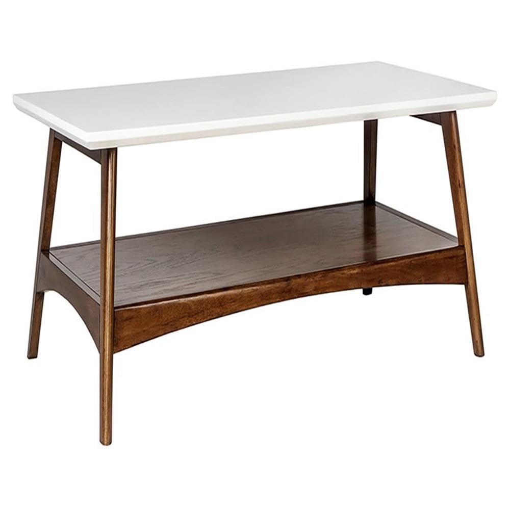 Mid-Century Solid Wood Coffee Table - Off White/Pecan for Living Room