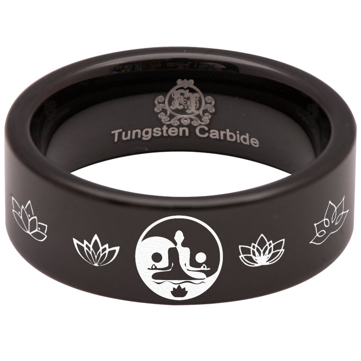 Tungsten Carbide Yin Yang Ring for Men & Women - 8mm Wedding Band, Anniversary Gift, Unisex Jewelry - Perfect for Couples, Engagements, and Special Occasions