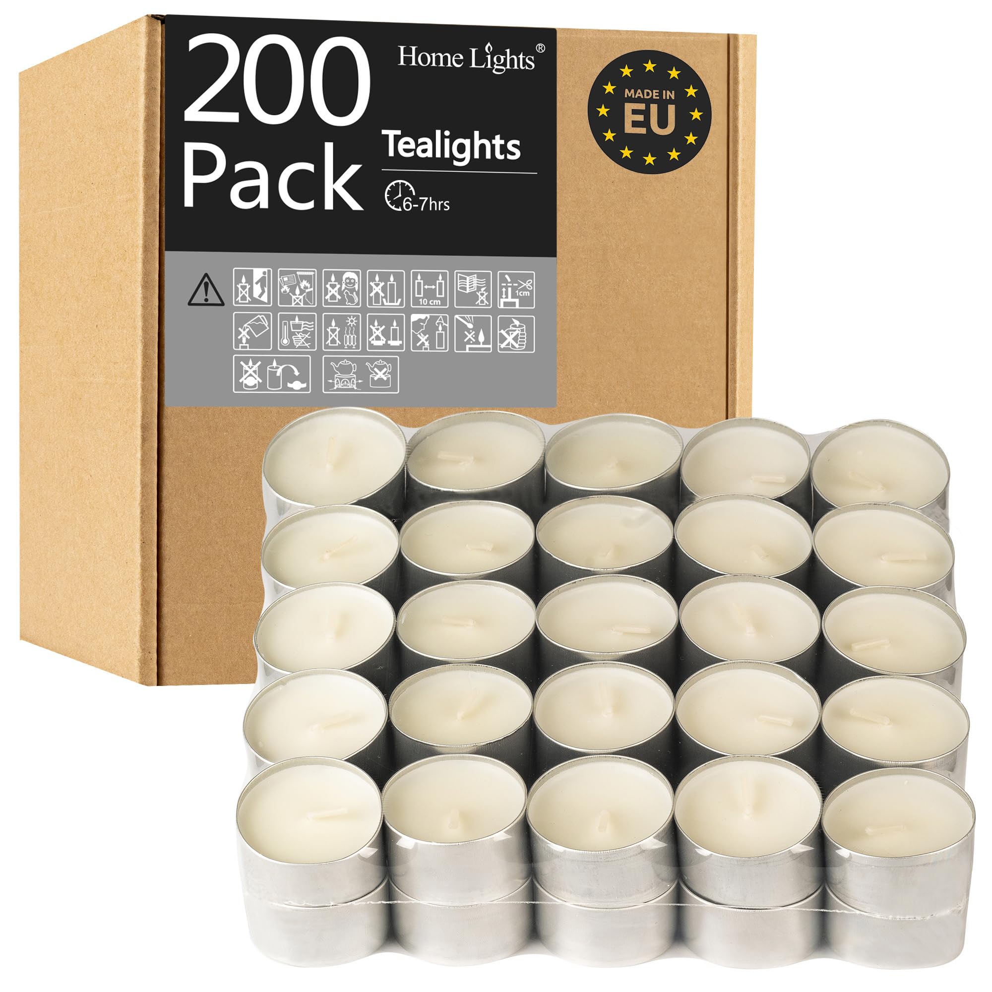 Unscented White Tealight Candles - 200 Pack, 6-7 Hour Burn Time, Smokeless Mini Votive Paraffin Candles with Cotton Wicks for Home Decor, Weddings, Christmas, Shabbat & Romantic Dinners