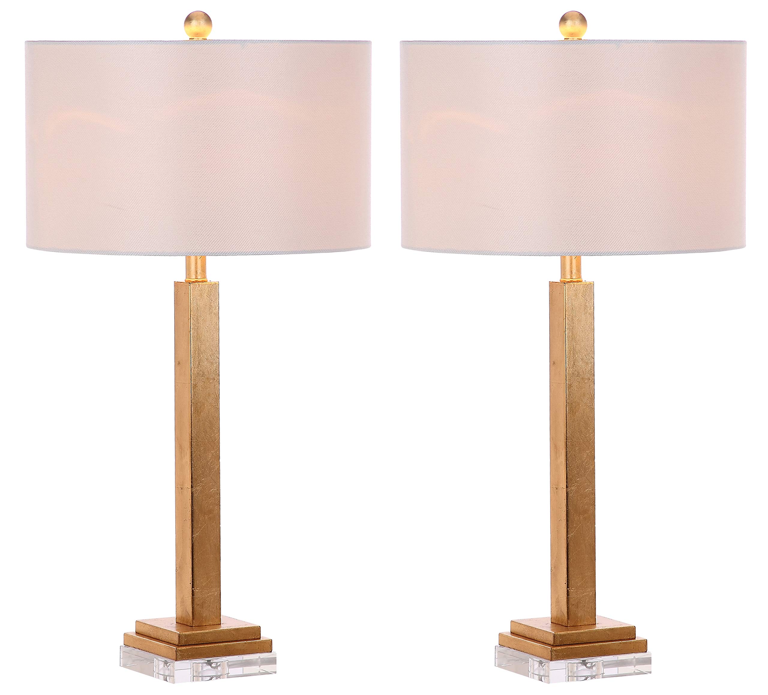 SAFAVIEH Perri Farmhouse 30-inch Table Lamp Set of 2 - Gold & Crystal Base LED Desk Lamp for Bedroom, Living Room, Home Office & Nightstand (Bulbs Included) | Elegant Lighting for Cozy Home Decor & Workspace Ambience