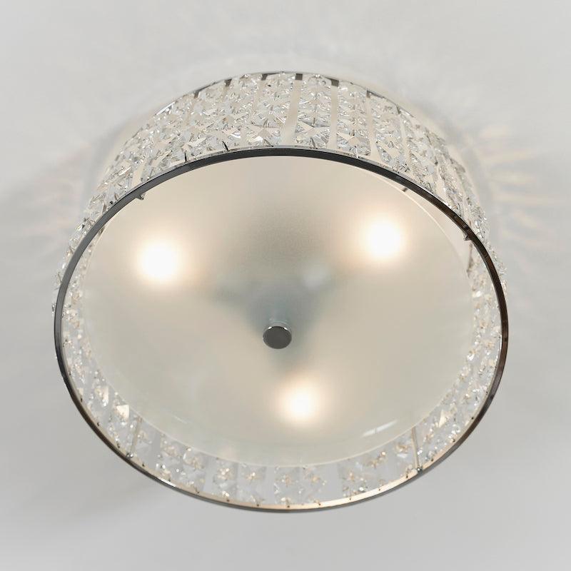 Belfont Clear Crystal and Chrome Flush Mount Bathroom Ceiling Light Fixture - Modern Vanity Lighting for Bathroom, Powder Room, or Hallway