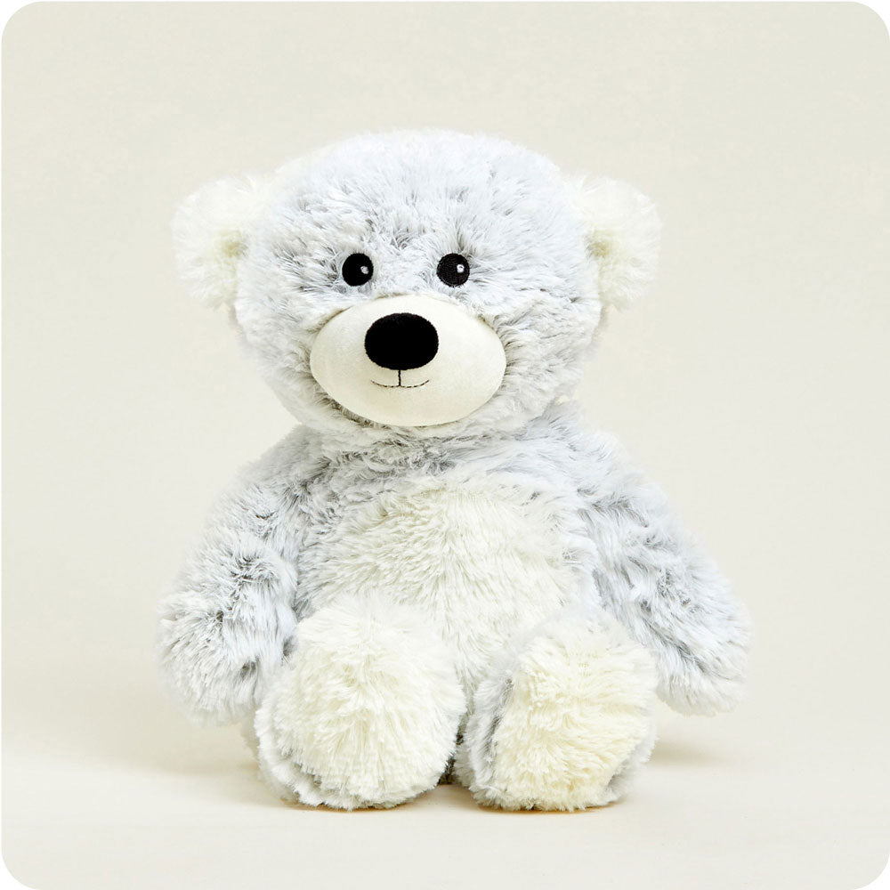 Gray Marshmallow Bear Warmies - Microwaveable Plush Heating Pad for Kids & Adults - Perfect for Stress Relief, Anxiety, and Muscle Pain - Cozy Gift for Christmas, Birthday, and Relaxation at Home or Office