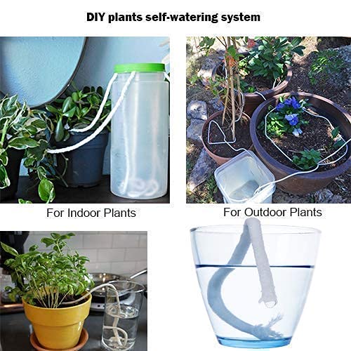 ORIMERC 30 Feet Self Watering Wick Cord with 500ML Bottle - Automatic Plant Watering System for Vacation, Potted Plants, Bonsai, Terrarium, Orchids, Seedling & African Violets - Perfect for Indoor Gardening & Succulent Care