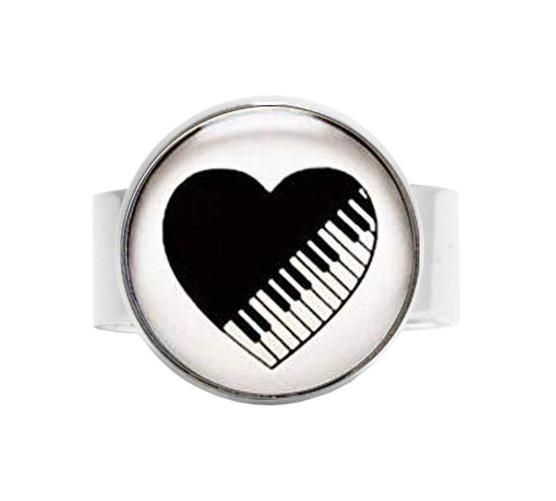 Vintage Black and White Piano Lover Ring - Elegant Piano Art Photo Jewelry for Music Enthusiasts | Perfect Gift for Pianists, Music Teachers & Classical Music Lovers