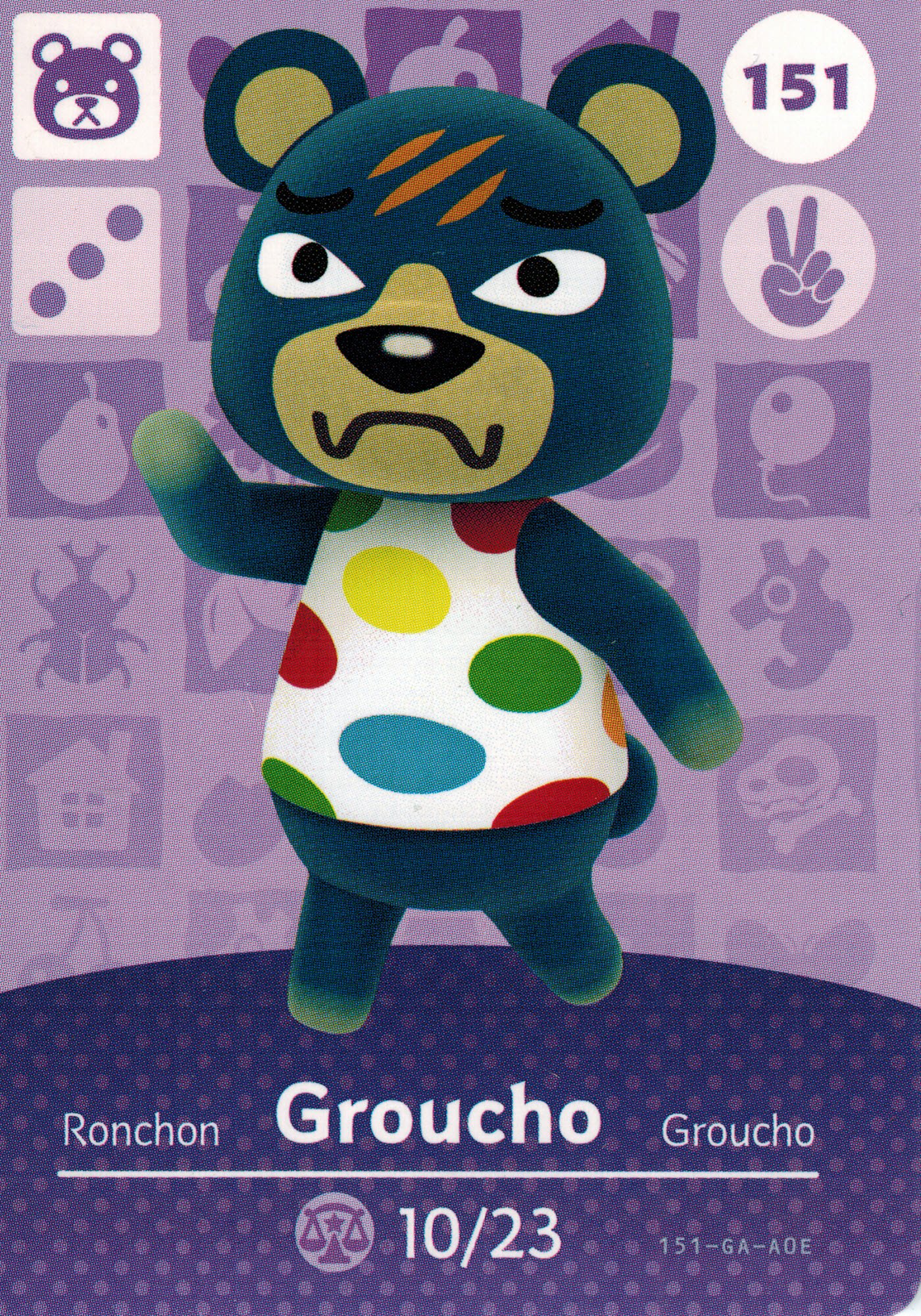 Nintendo Animal Crossing Happy Home Designer Amiibo Card Groucho #151/200 - Official USA Version | Collectible Trading Card for Nintendo Switch & 3DS Games | Perfect for Fans and Game Enhancements