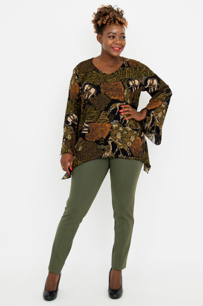 Dorothy Top with Elephant Print - Stylish Women's Blouse for Casual Wear & Summer Outfits