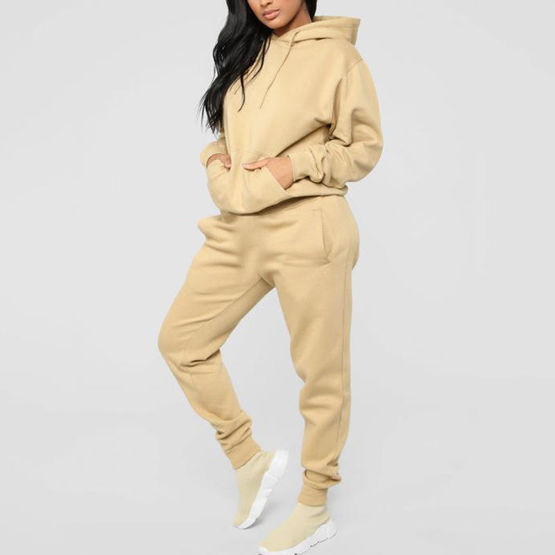 Solid Color Hooded Long Sleeve Hoodie Set for Men & Women - Cozy Pullover Sweatshirt for Casual Wear, Gym, and Outdoor Activities