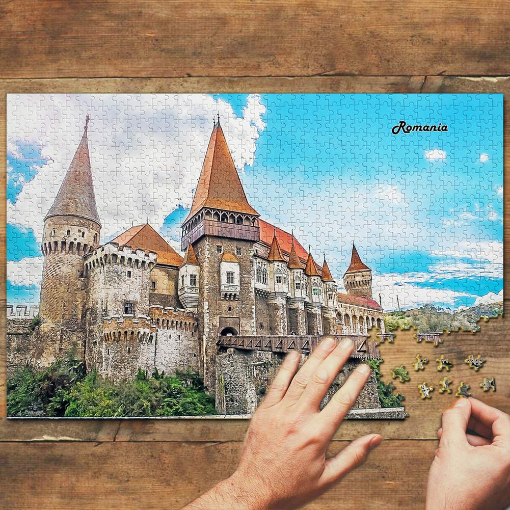 1000-Piece Hunyad Castle Transylvania Jigsaw Puzzle | Wooden Travel Souvenir from Romania | Perfect for Home Decor, Puzzle Enthusiasts & Romania Travel Lovers