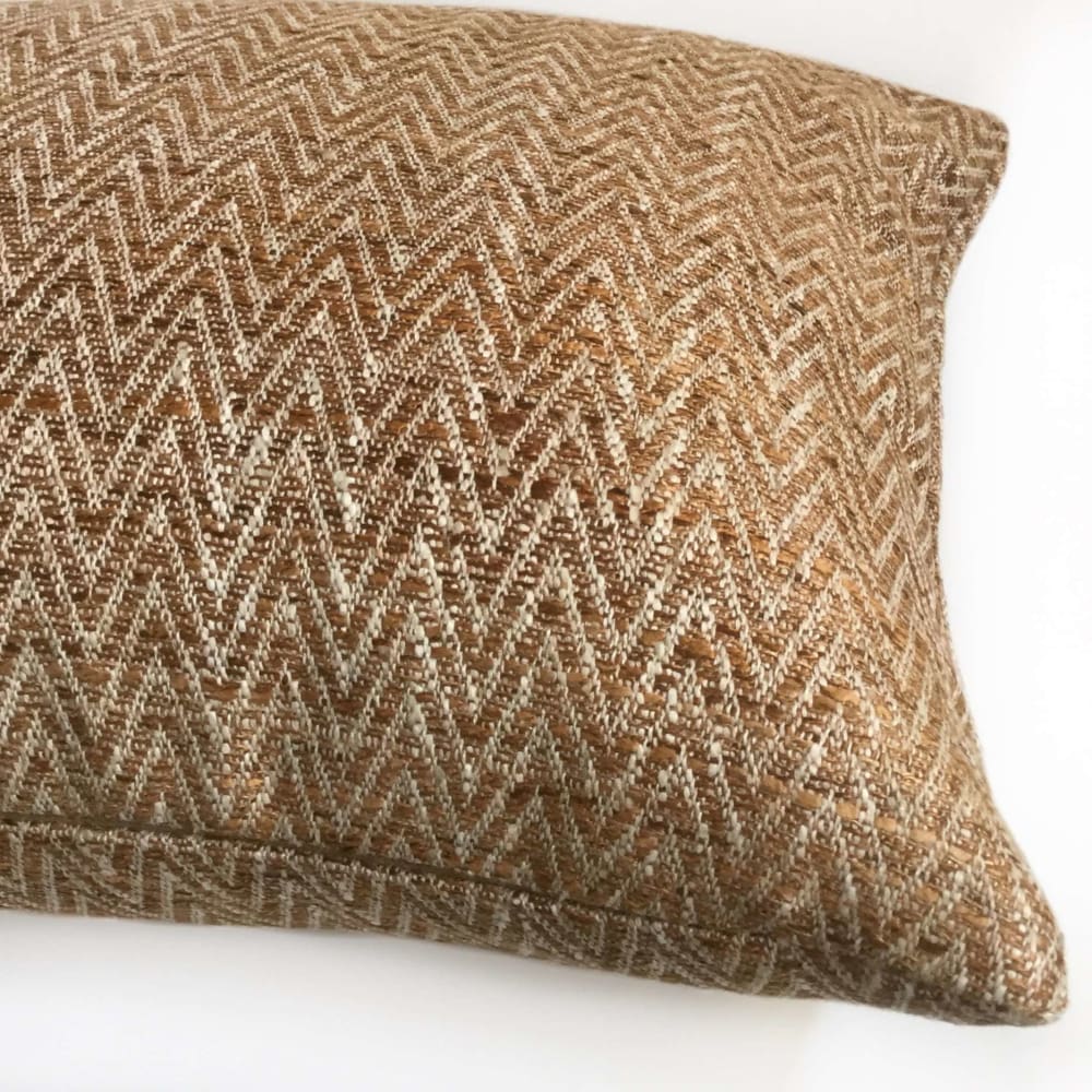 Pindler Beringer Pecan Brown Herringbone Textured Pillow Cover - Decorative Throw Pillow Case for Sofa, Bed & Home Decor