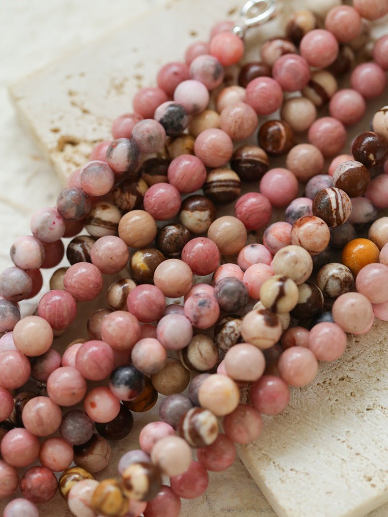 Long Multi-Colored Zebra Stone Beaded Necklace for Women - Handmade Boho Chic Jewelry for Everyday Wear & Special Occasions