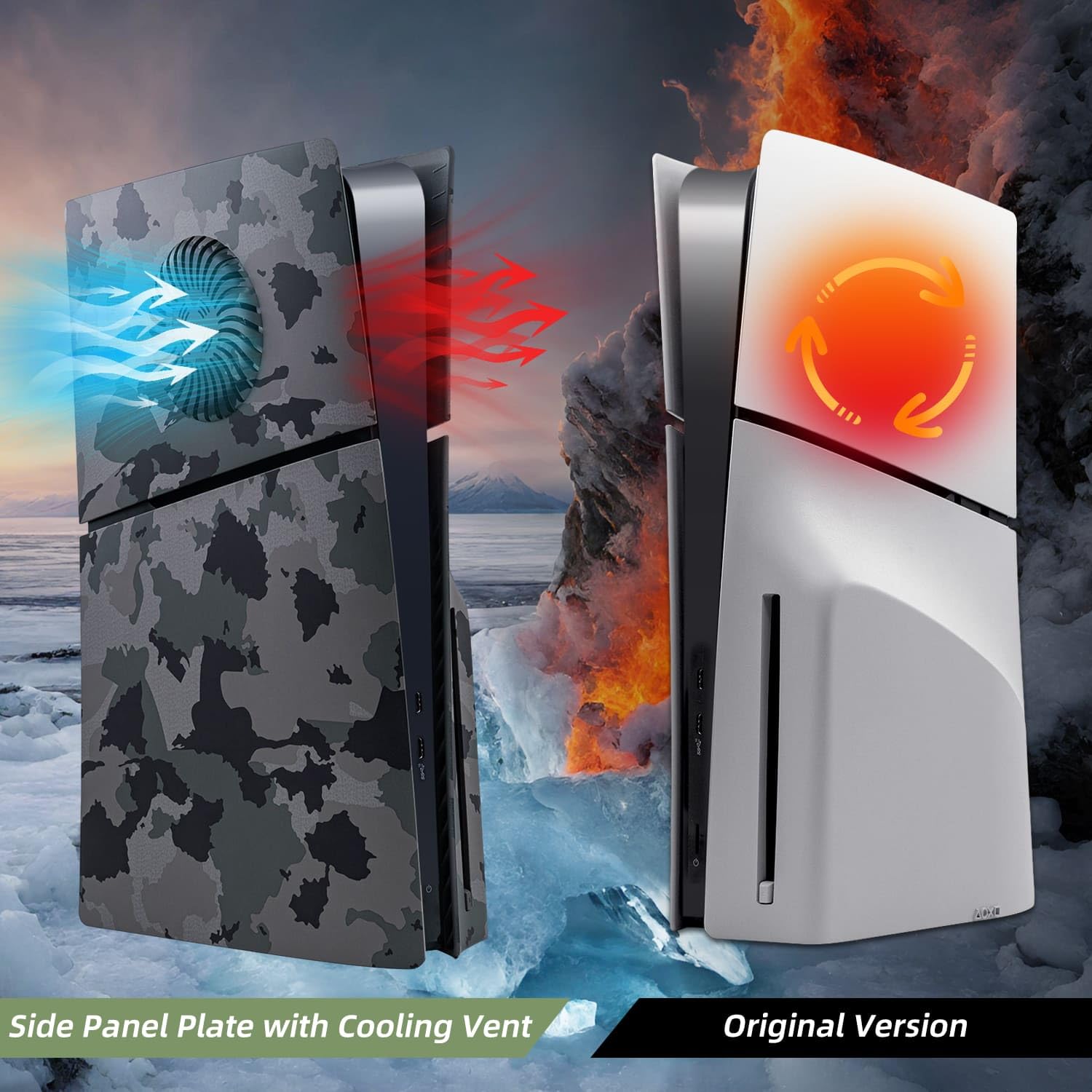 Mcbazel PS5 Slim Faceplate Replacement - ABS Protective Cover & Ventilation Accessories for Playstation 5 Slim Disc Edition (Camouflage Design) - Perfect for Gaming Setup & Console Protection (Not Compatible with PS5/PS5 Pro)