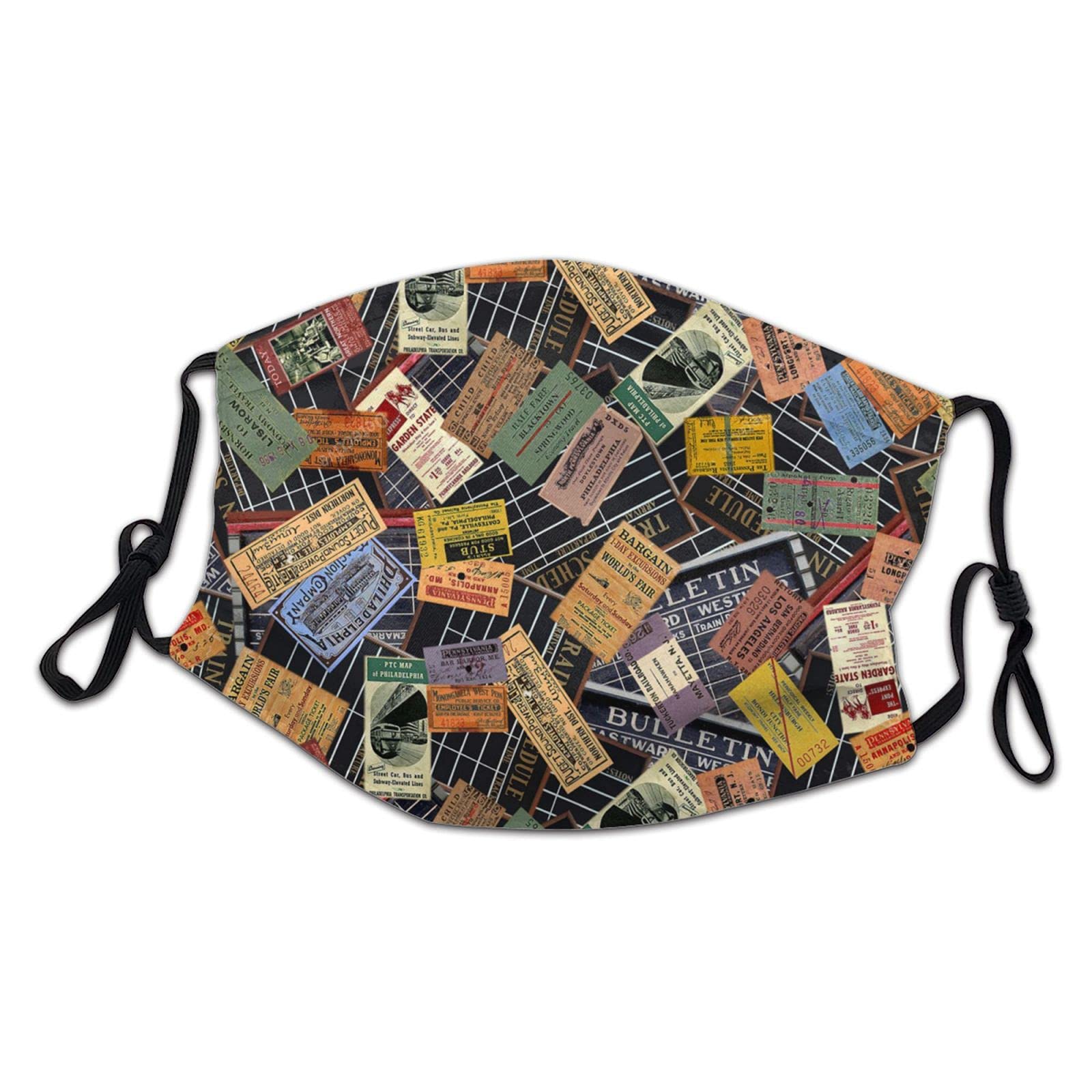 Vintage Train Stubs Face Mask for Kids - Adjustable Balaclava for Outdoor Activities