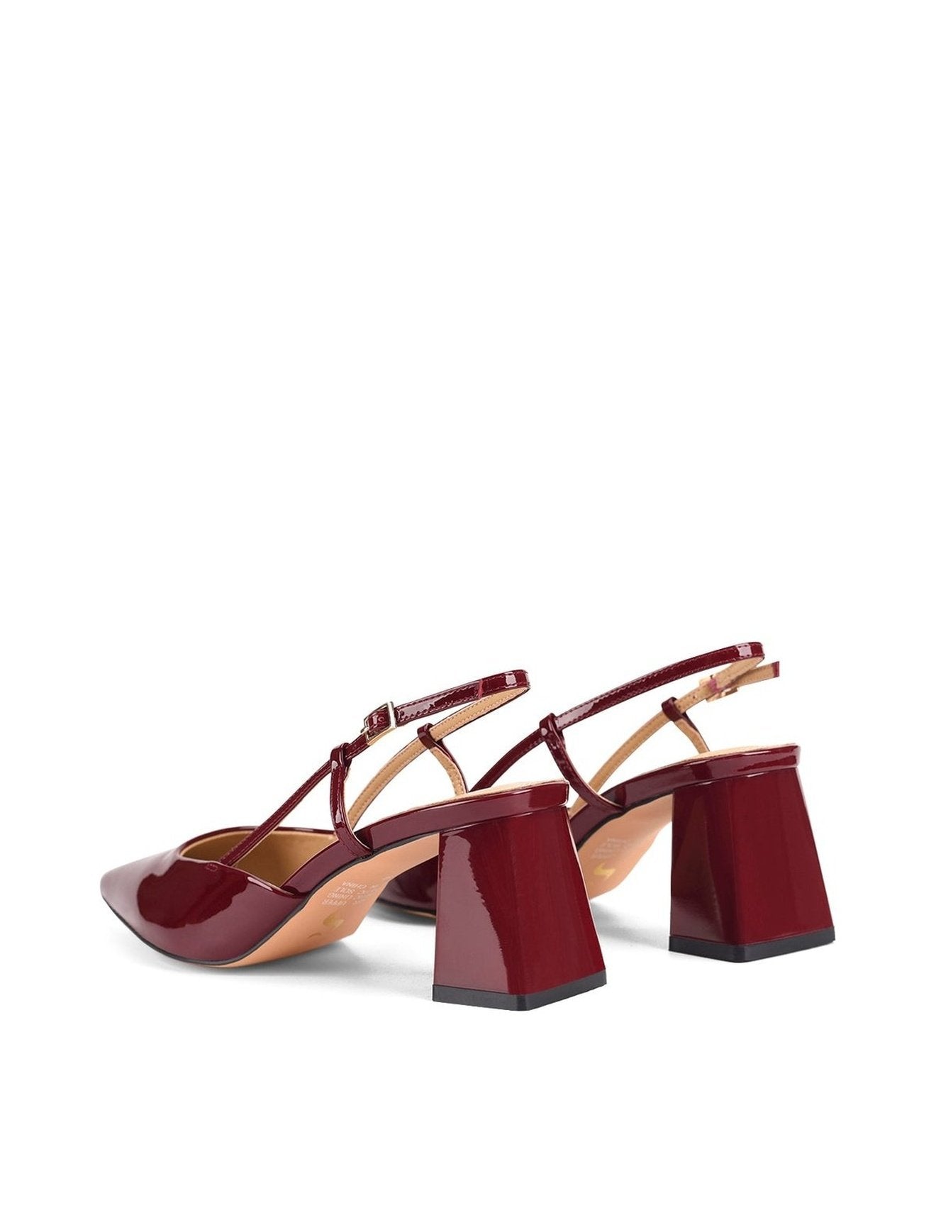 Yasmine Slingback Heels for Women - Wine Red Patent Leather Pointed Toe Pumps - Elegant Dress Shoes for Weddings, Parties & Office Wear