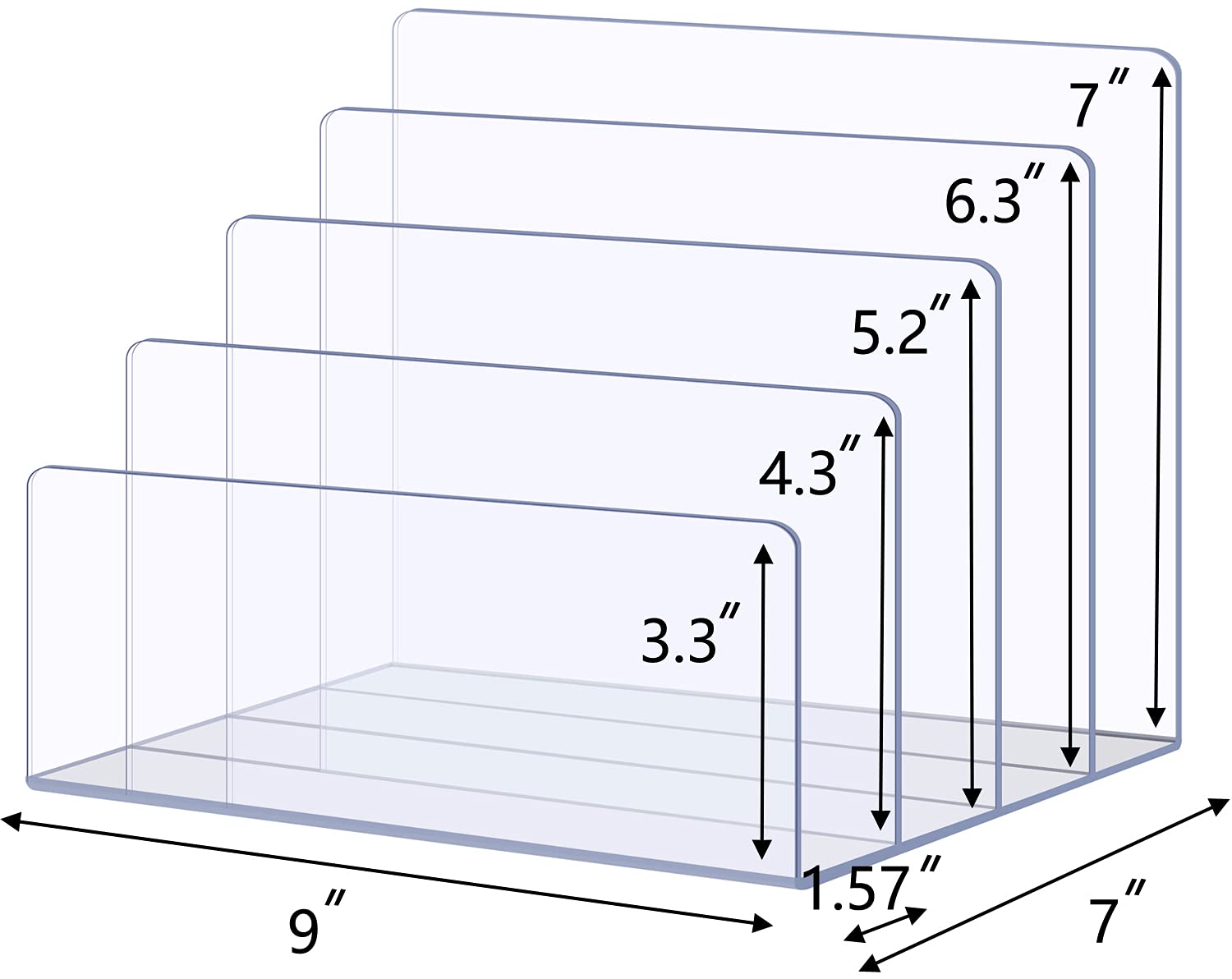 Sooyee 4-Section Acrylic Desk File Organizer - Letter, Document, Notebook & Binder Holder - Clear Countertop Mail Organizer for Home Office, Books & Purses - Perfect for Workspace, Study Desk & Craft Station Organization