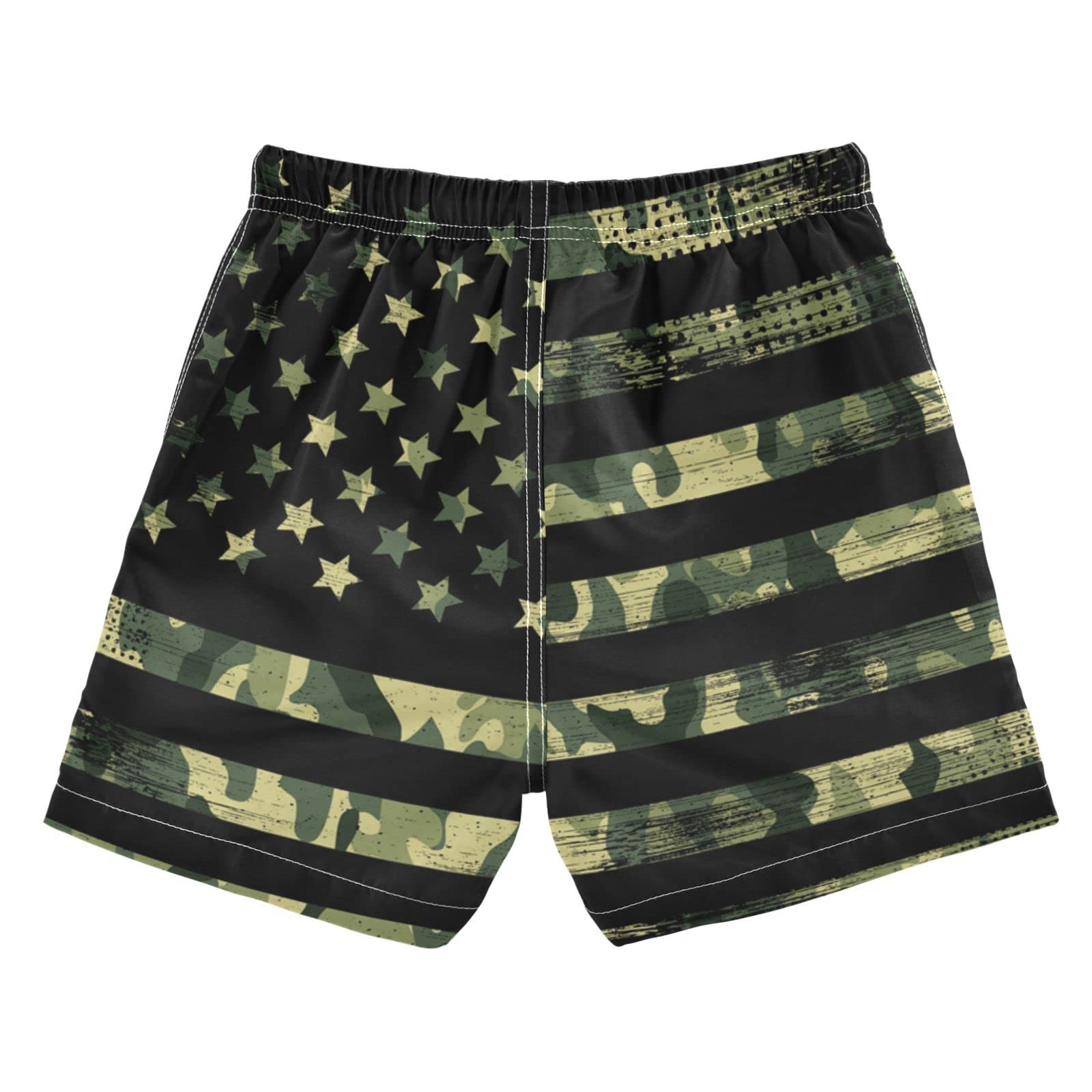 Senya Boys Swim Trunks - Patriotic USA Flag & Desert Camo Beach Board Shorts for Kids & Toddlers | Perfect for Swimming, Beach Vacations & Summer Activities