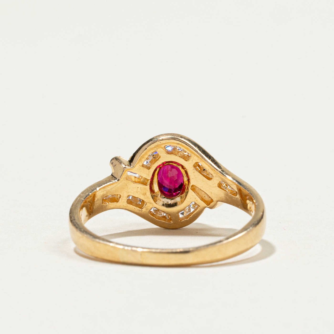 Oval Cut Ruby and Diamond Accented Ring - 0.49ct Ruby with 0.31ctw Diamond Side Stones - Size 5.5 - Elegant Engagement, Wedding, Anniversary Gift for Her