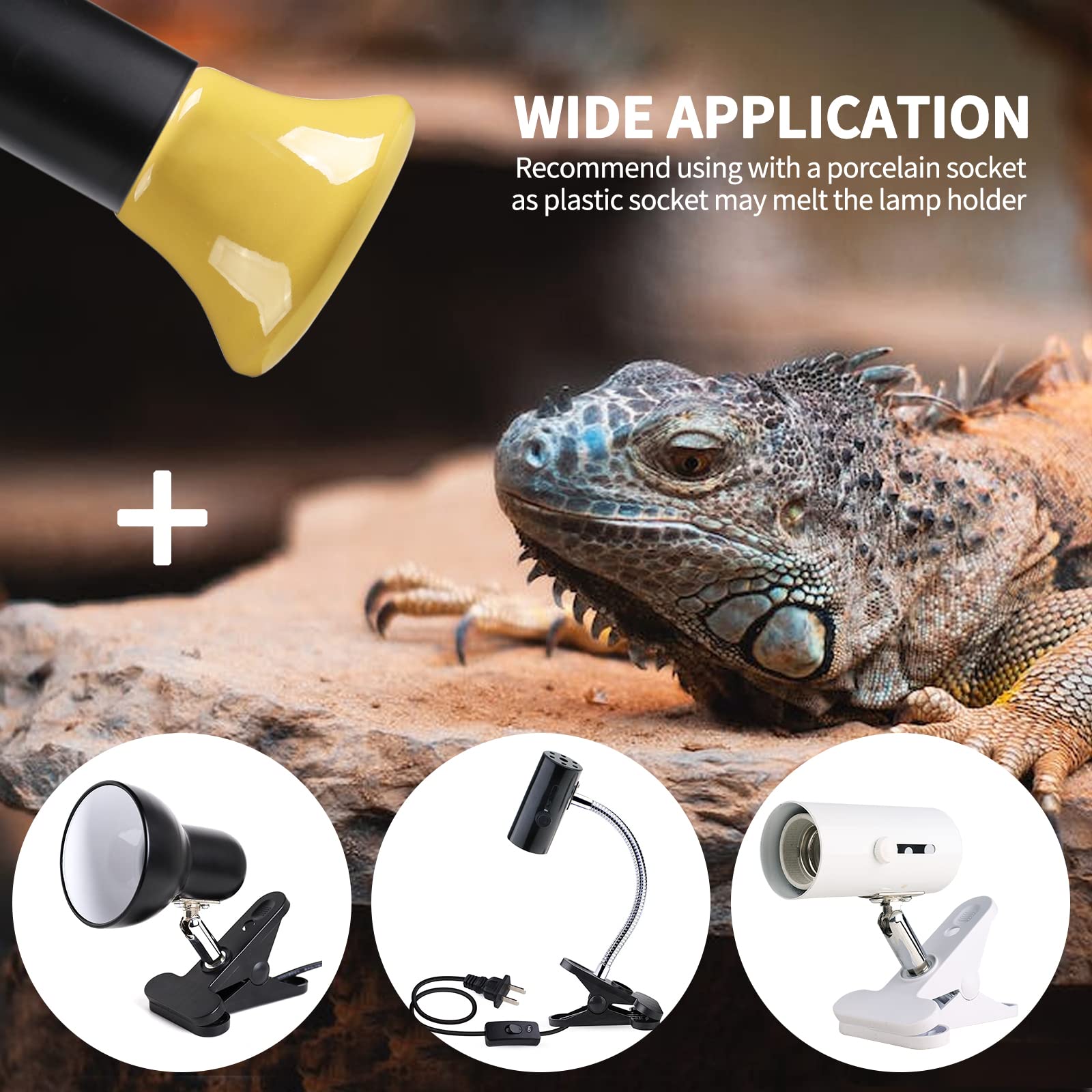 50W Mini Ceramic Infrared Heat Emitter - Reptile Heat Lamp Bulb for Snakes, Turtles & Chicken Coops - No Light Emission, Safe Pet Heater (4 Pack) - Ideal for Nighttime Use & Temperature Control in Terrariums