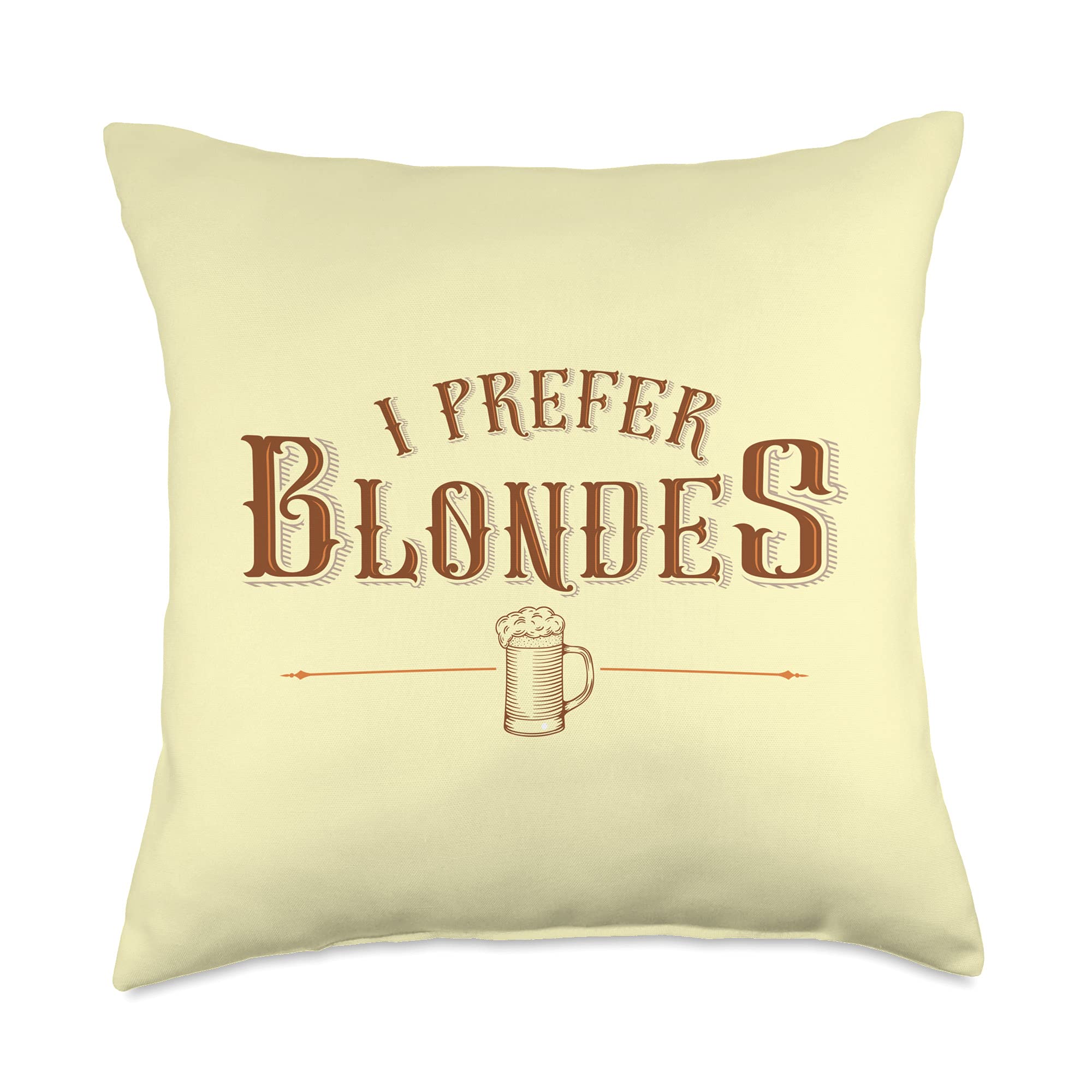 Funny Craft Beer Blondes Saying Graphic Throw Pillow - Humorous Home Decor for Beer Lovers, Perfect for Couches, Beds & Man Caves
