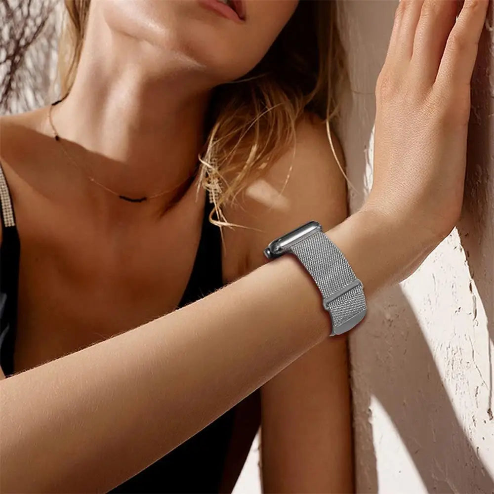 Upgraded Milan Loop Stainless Steel Watch Band - Premium Replacement Strap for Apple Watch, Fitbit & More | Perfect for Workouts, Office & Everyday Wear
