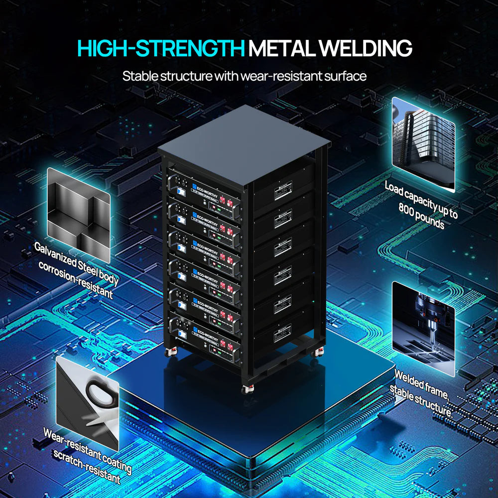 ECO WORTHY 6 Layer 19 Inch Server Rack for 3U Battery Storage - Perfect for Data Centers, Home Offices & Network Equipment Organization