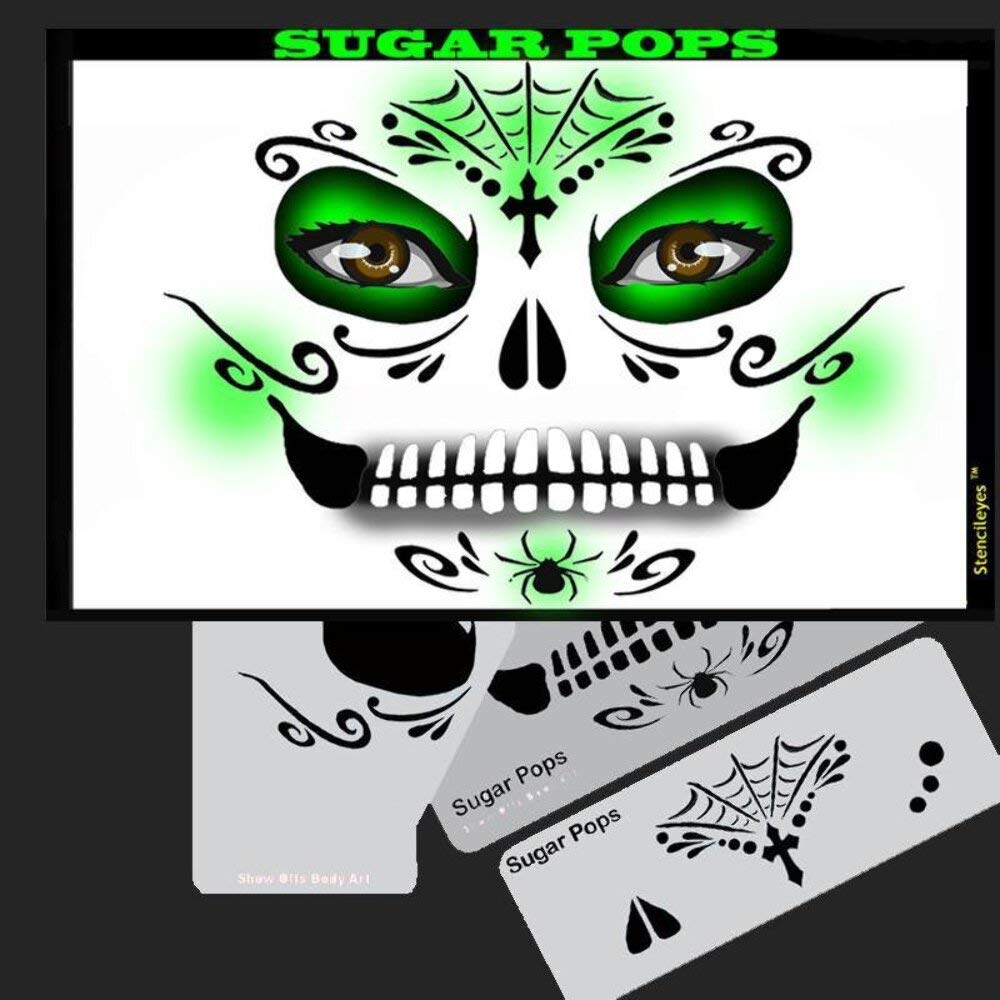 Face Painting Stencil Kit - StencilEyes Sugar Pops Design for Kids & Adults | Perfect for Halloween, Birthday Parties & Costume Events
